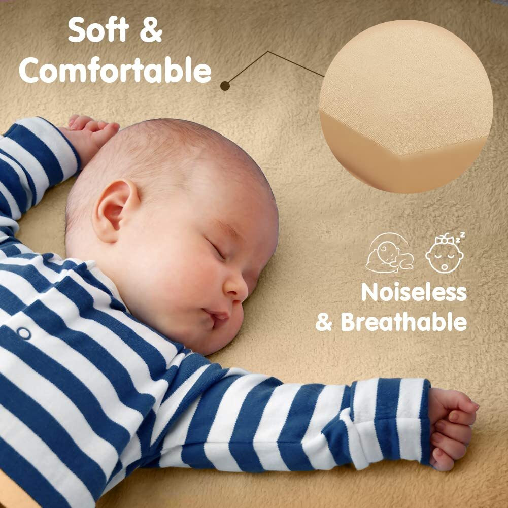 Mattress Protector 100% Waterproof Mattress Bed Cover, Terry Cotton Ultra Soft Bed Cover, Breathable and Comfortable Mattress Cover - 72 x 72 Inch / 6 x 6 Feet - Double Bed Size - Beige