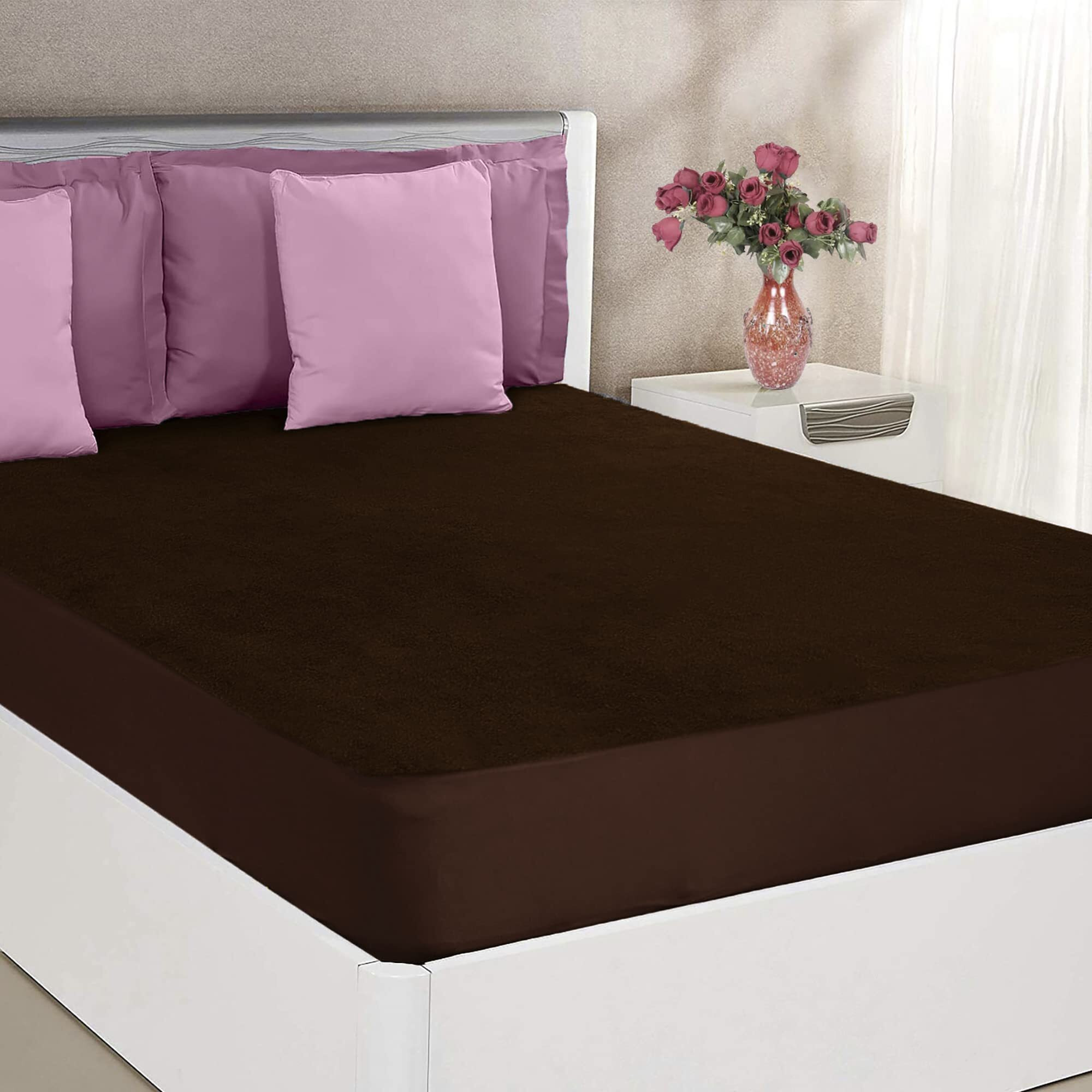 Mattress Protector Water Resistant Cotton Ultra Soft Mattress Topper with Breathable - 78 x 36 Inch / 6.5 x 3 Feet, Single Bed  Coffee