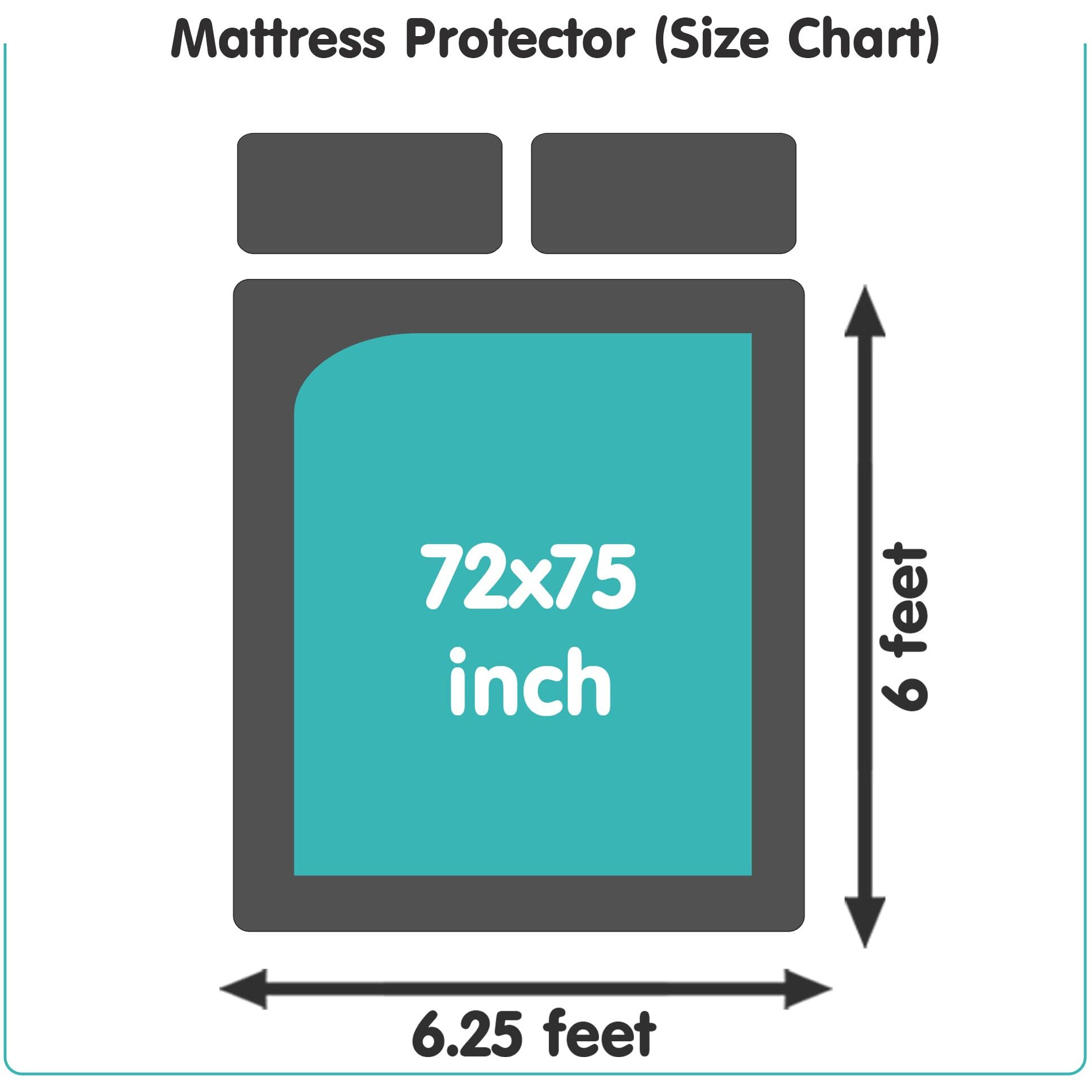 Mattress Protector Soft Terry Cotton Elasticized Mattress Cover with Breathable Lycra Fabric | Washable Waterproof Mattress Protector - 72 x 75 Inch, 6.25 x 6 Feet - Double Bed  White