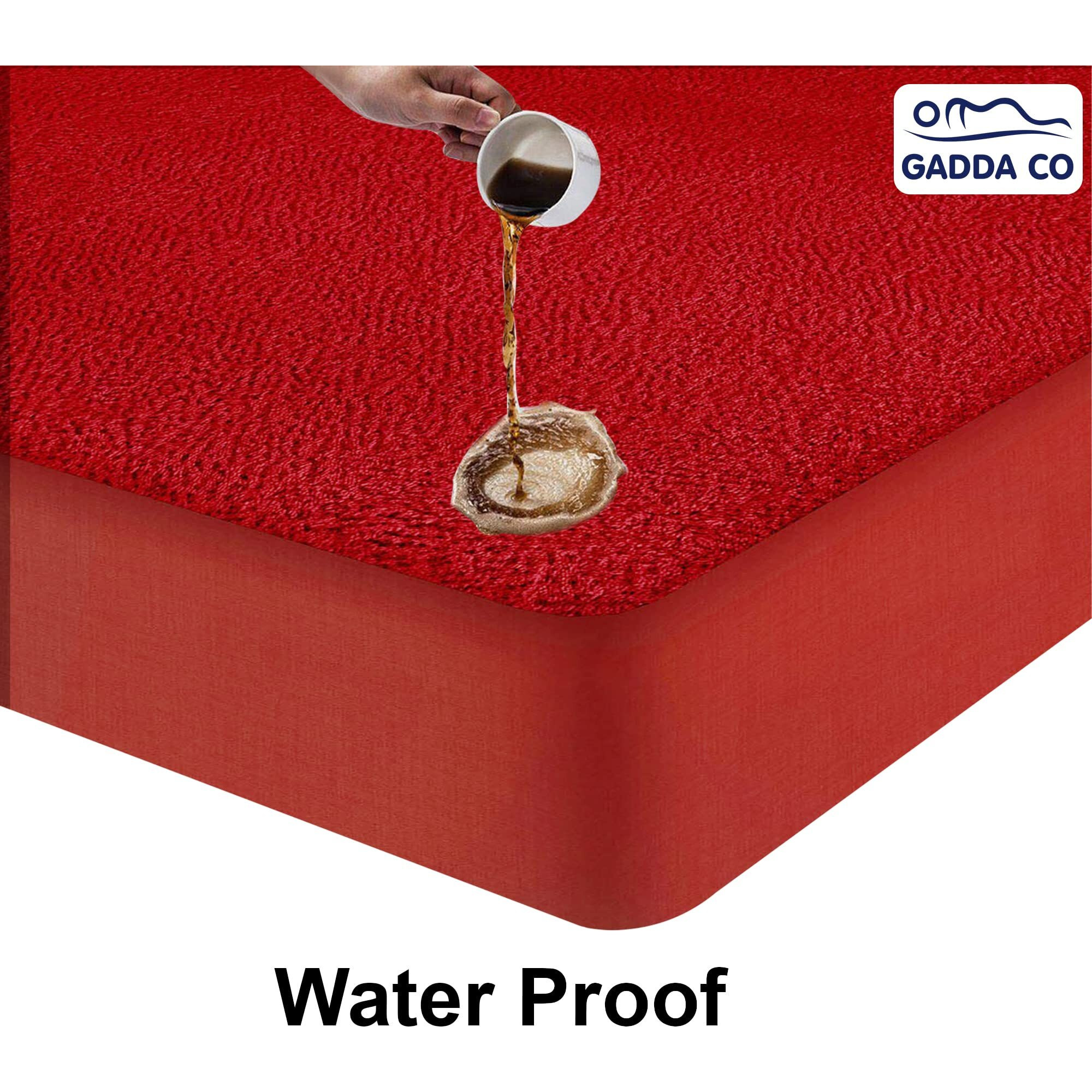 GADDA CO Cotton Feel Terry Ultra Soft Waterproof Mattress Protector - 72 * 72 - Double Bed - Maroon