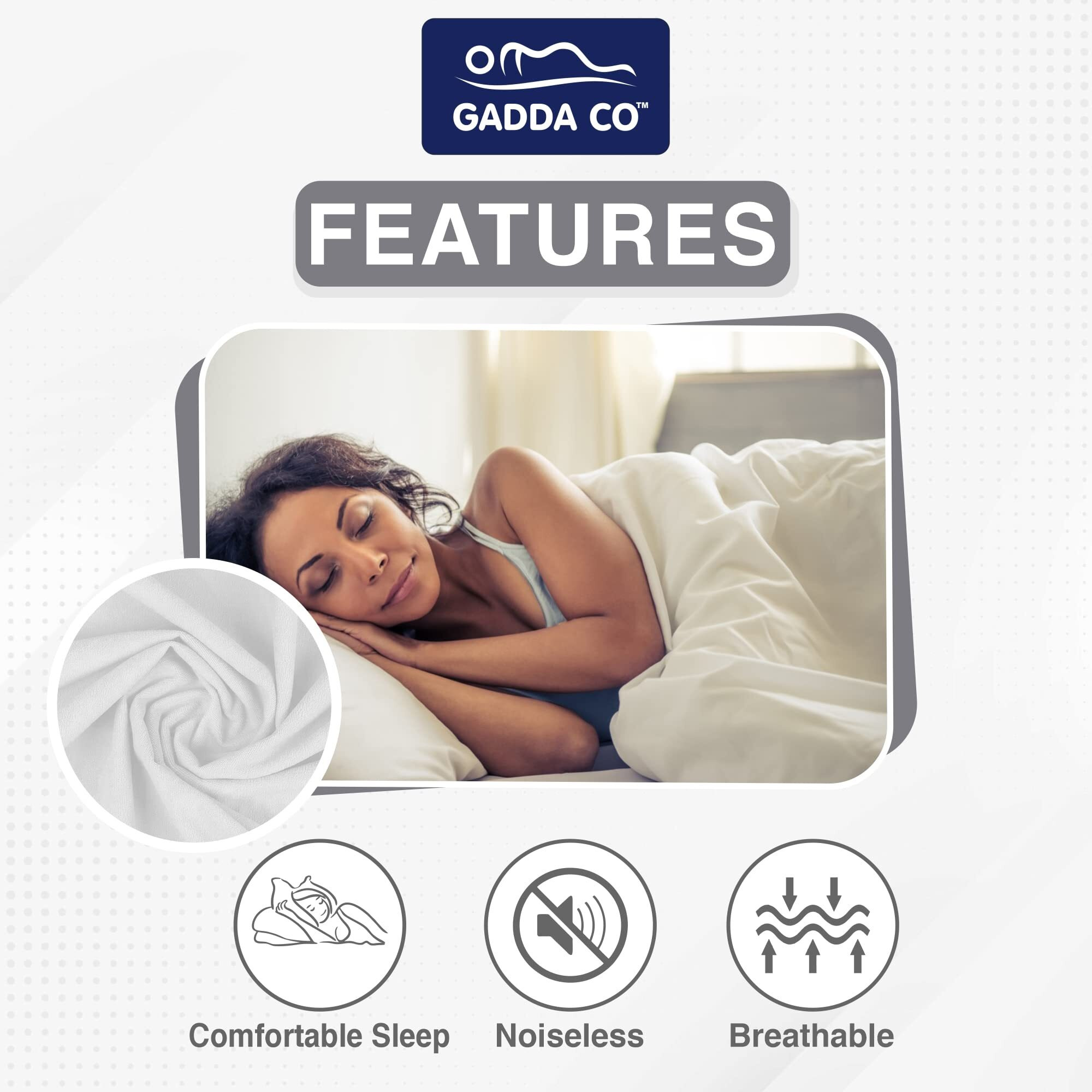 GADDA CO 100% Waterproof Cotton Terry Mattress Protector | Breathable and Hypoallergenic Soft Bed Protector - 72 X 48 Inch, 6 X 4 Feet  Twin/Single Bed - White