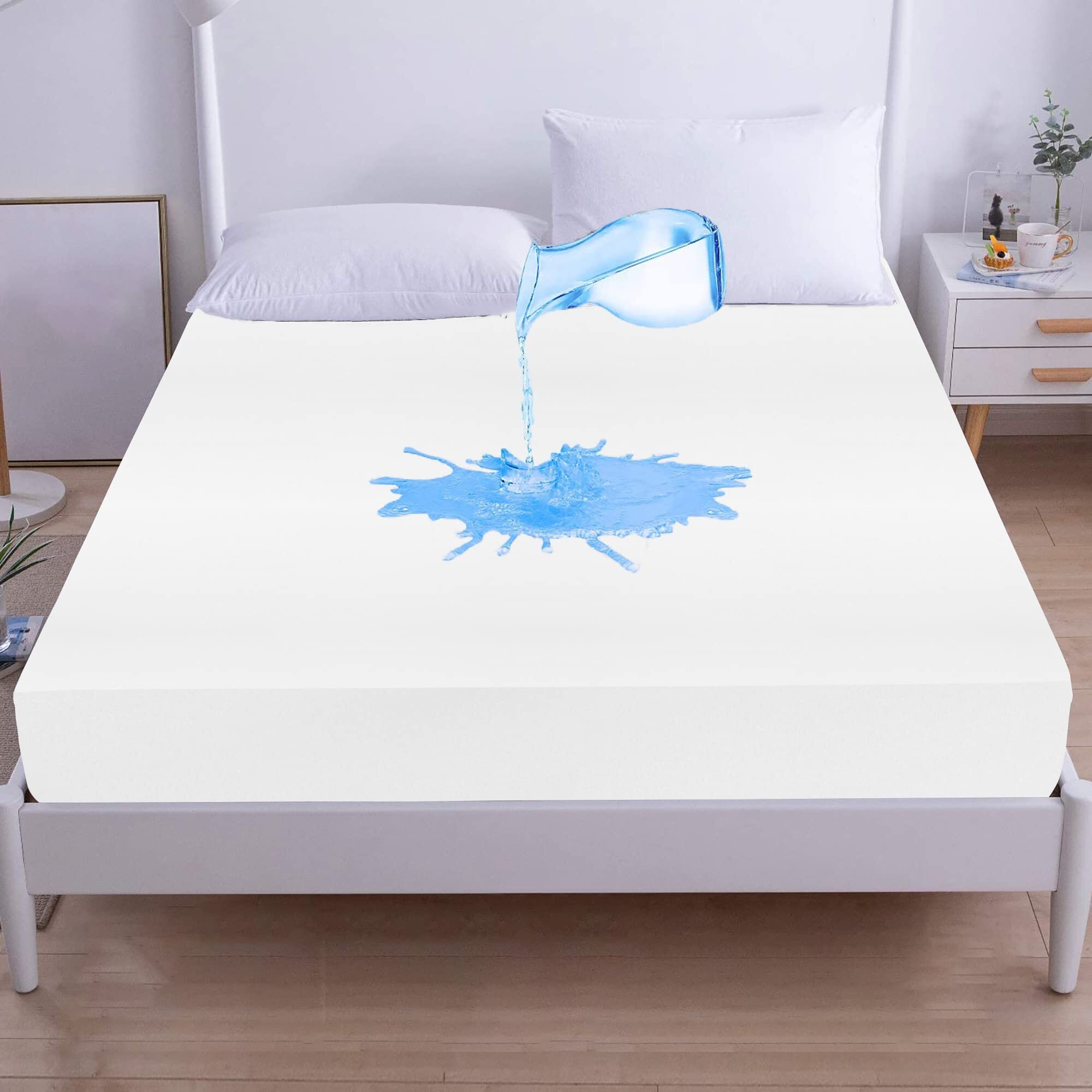 GADDA CO Waterproof Mattress Bed Protector Cover - 72 * 72 - Double Bed - White