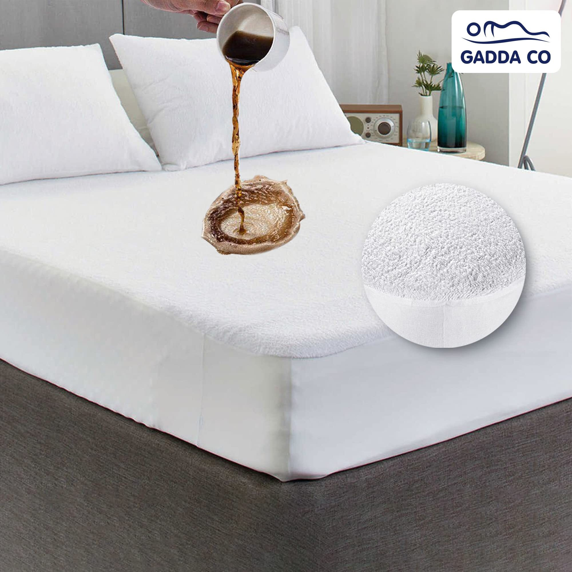 GADDA CO Waterproof Mattress Bed Protector Cover - 72 * 72 - Double Bed - White