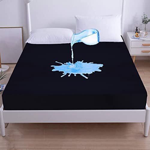 GADDA CO Cotton Feel Terry Ultra Soft Waterproof Elastic Fitted Mattress Protector - 72 * 72 - Double Bed - Dark Blue