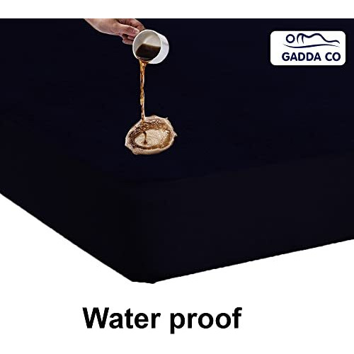 GADDA CO Cotton Feel Terry Ultra Soft Waterproof Elastic Fitted Mattress Protector - 72 * 72 - Double Bed - Dark Blue