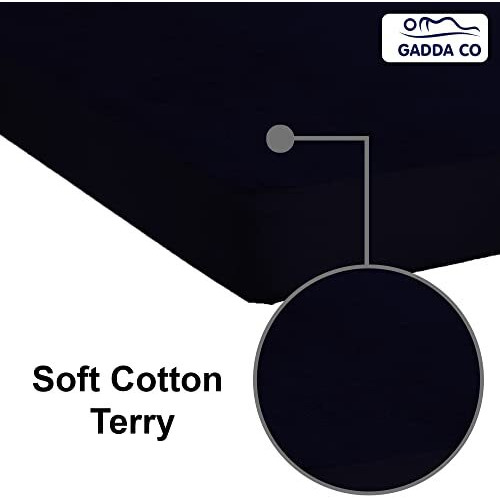 GADDA CO Cotton Feel Terry Ultra Soft Waterproof Elastic Fitted Mattress Protector - 72 * 72 - Double Bed - Dark Blue