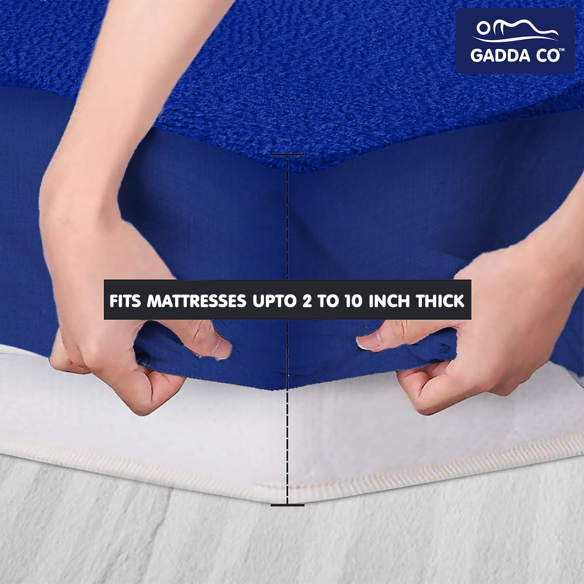 GADDA CO Waterproof Soft Terry Breathable Elastic Fitted - Double Bed - 72 * 48 - Royal Blue