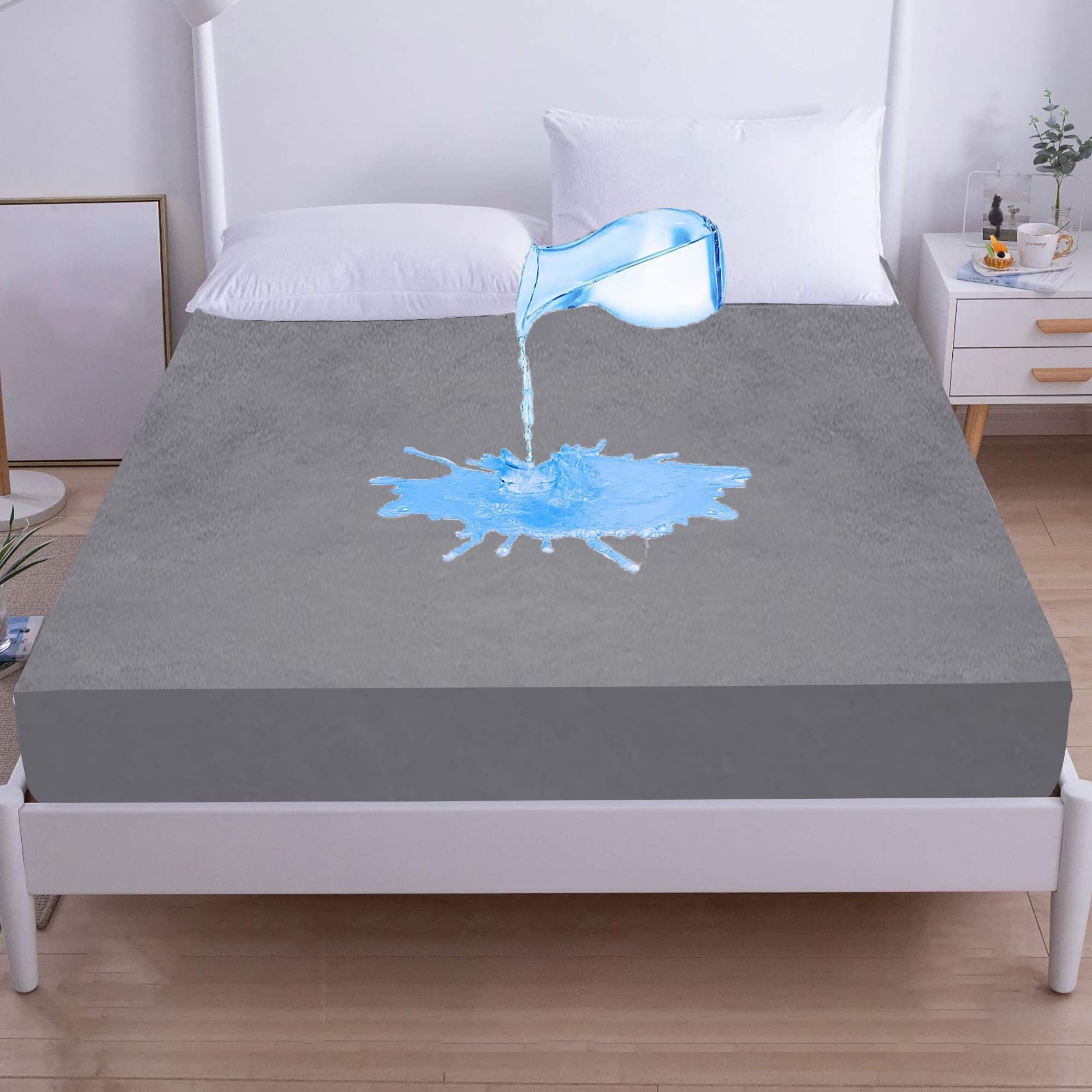 GADDA CO Cotton Feel Terry Ultra Soft Waterproof Mattress Protector | Breathable - Twin/Single - 78 * 48 - Grey