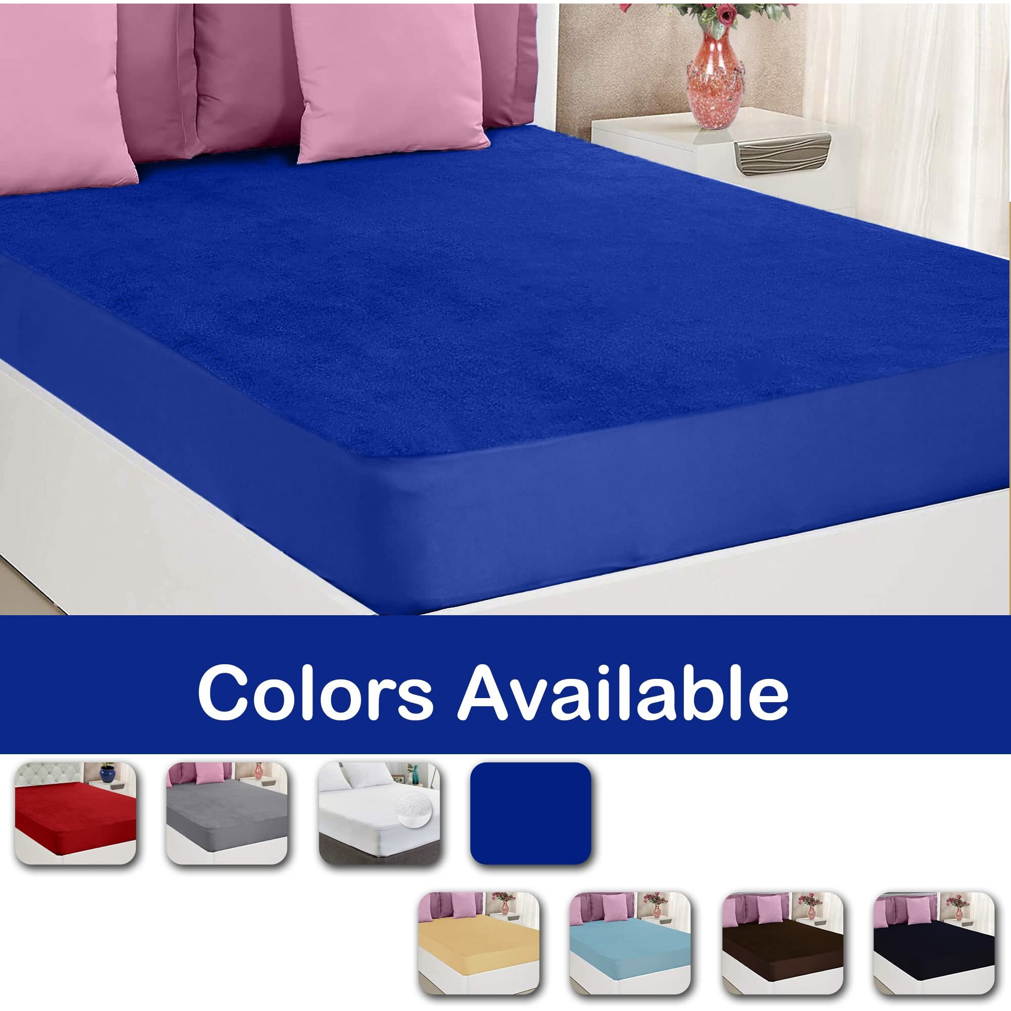 GADDA CO Waterproof Mattress Protector with Ultra Soft Fabric, Hypoallergenic Bed Protector with Breathability - 75 X 36 Inch | 6.25 X 3 Feet  Single Bed  Royal Blue