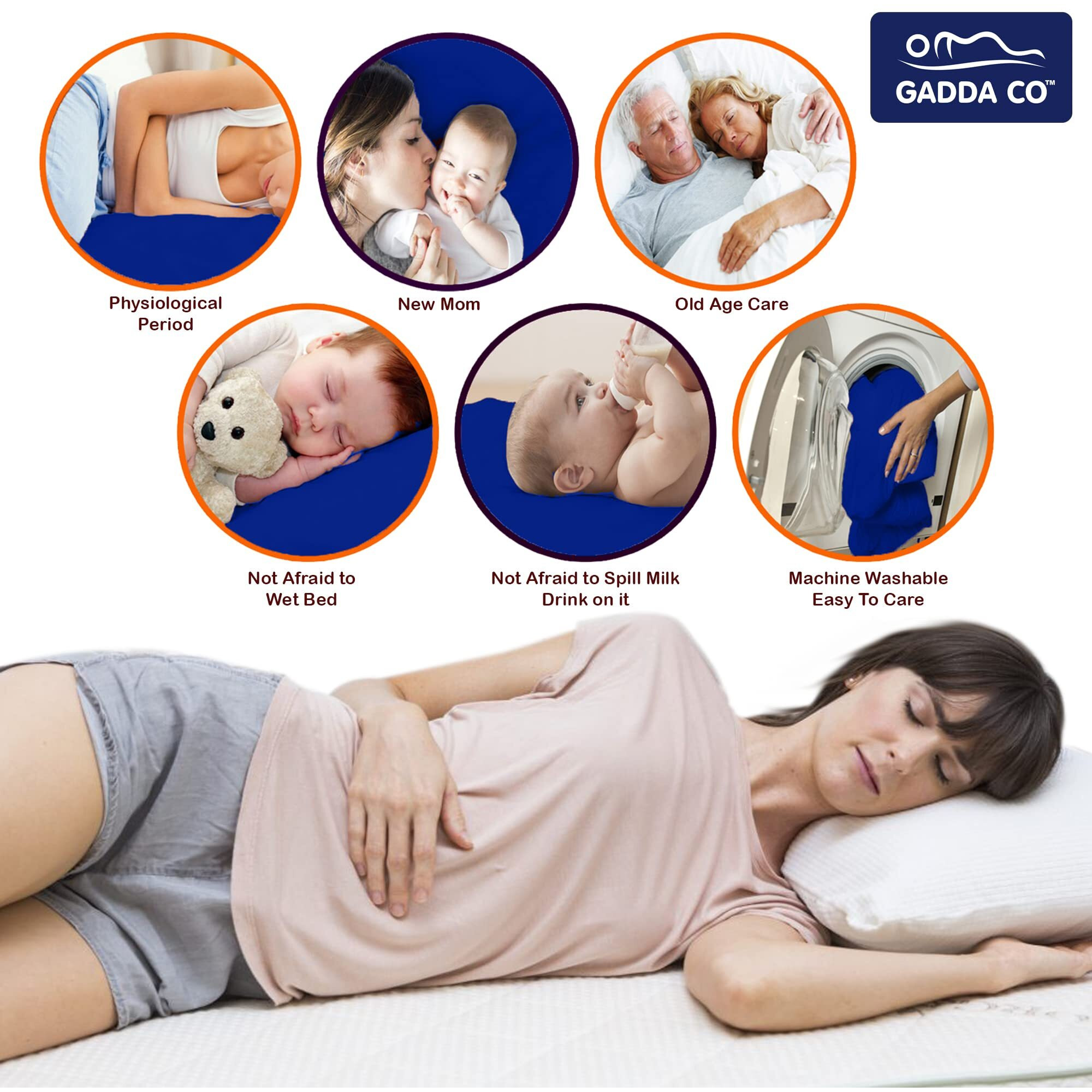 GADDA CO Waterproof Mattress Protector with Ultra Soft Fabric, Hypoallergenic Bed Protector with Breathability - 75 X 36 Inch | 6.25 X 3 Feet  Single Bed  Royal Blue