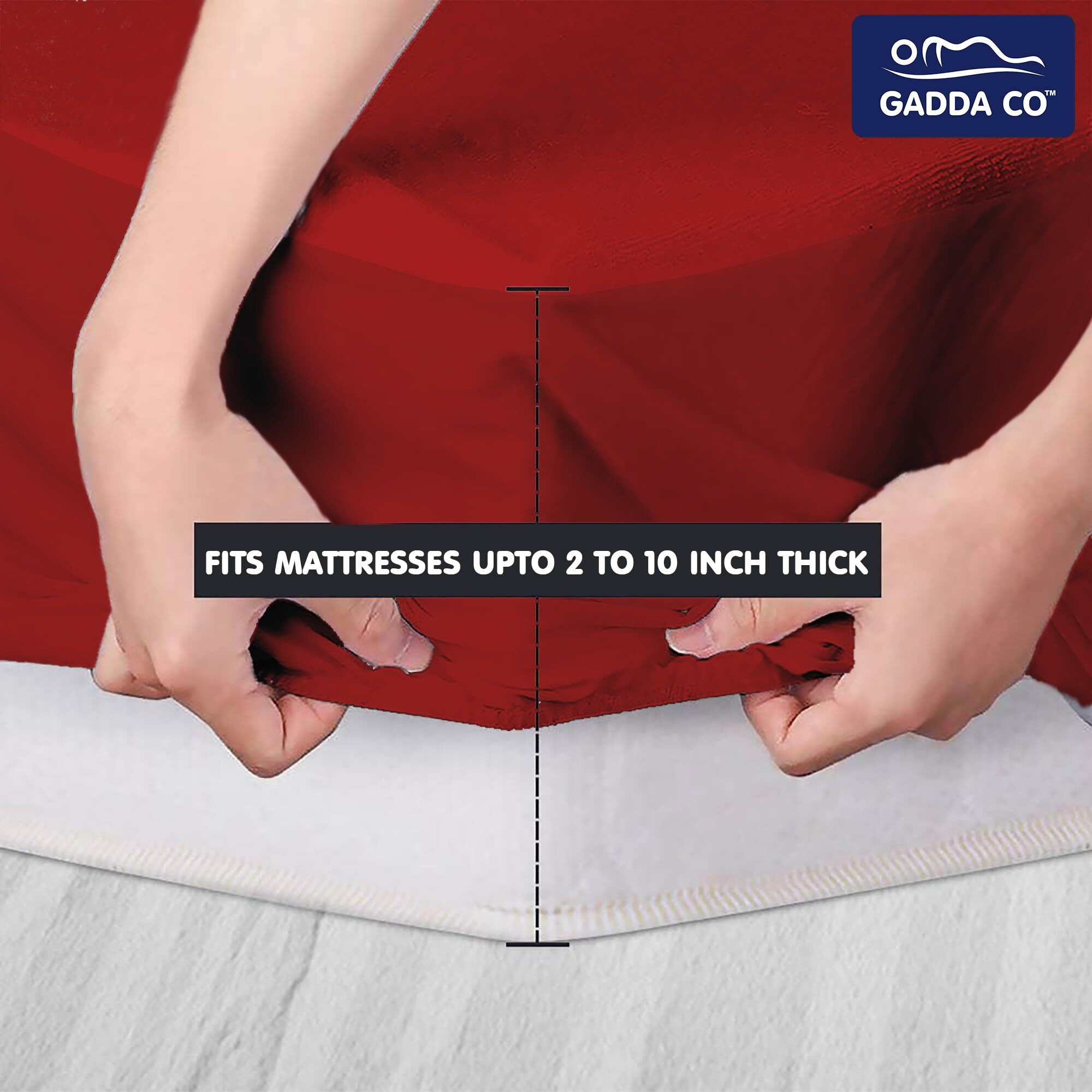 GADDA CO 100% Water Resistant Mattress Protector | Soft Terry Cotton Mattress Bed Cover | Breathable Ultra Soft Elastic Bed Fitted Bed Topper Cover -72 X 60 Inch | 6 X 5 Feet, Queen Bed -Maroon
