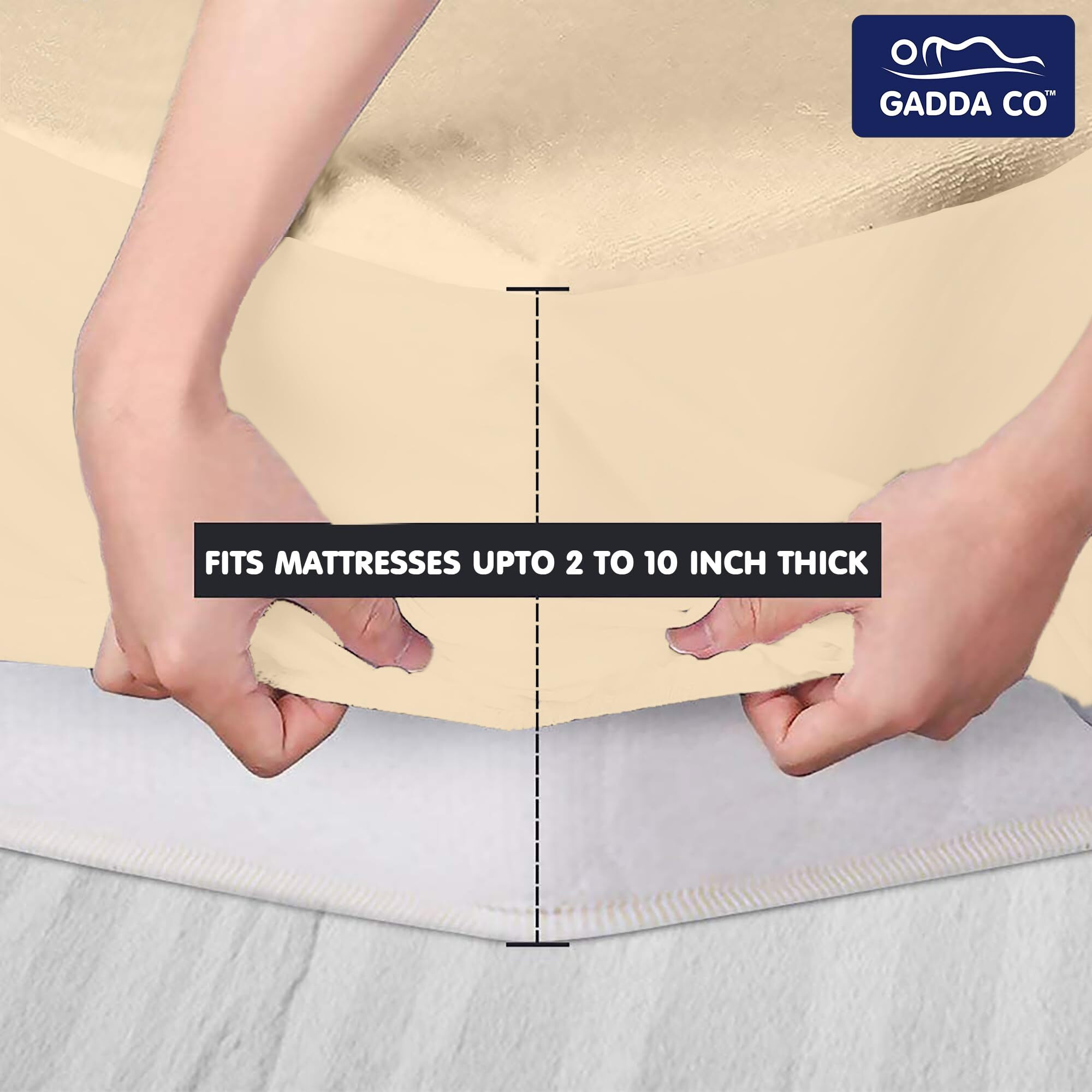 GADDA CO 100% Waterproof Mattress Bed Cover, Terry Cotton Ultra Soft Bed Cover, Breathable and Comfortable Mattress Cover - 72 X 72 Inch / 6 X 6 Feet - Double Bed Size - Beige