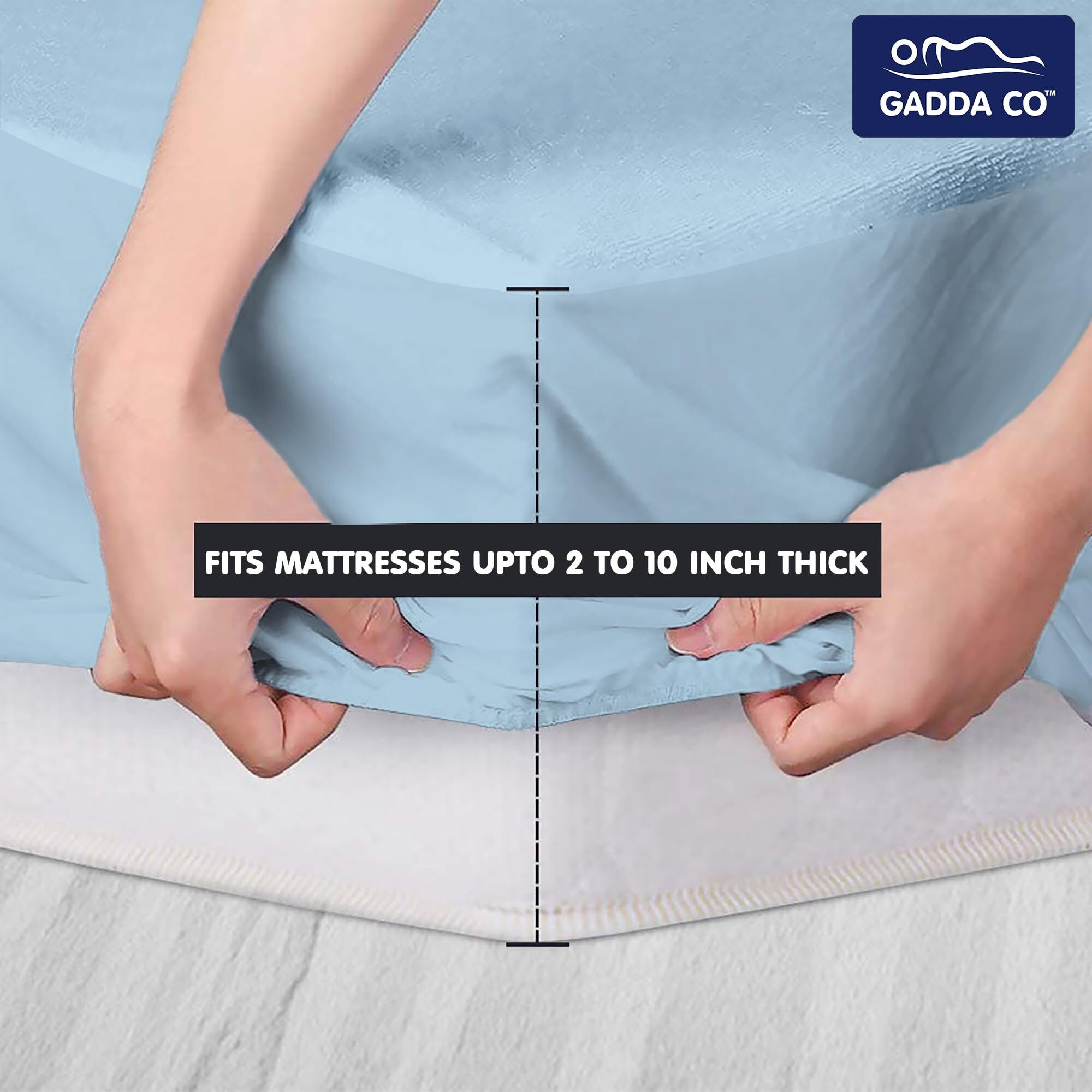 GADDA CO Premium Waterproof Mattress Protector Cover | Terry Cotton Bed Protector, Single Bed 72 X 36, 6 X 3 Feet on 2 to 10 inch | Bedwetting & Spill Protection | Breathable & Easy Maintenance (Blue)