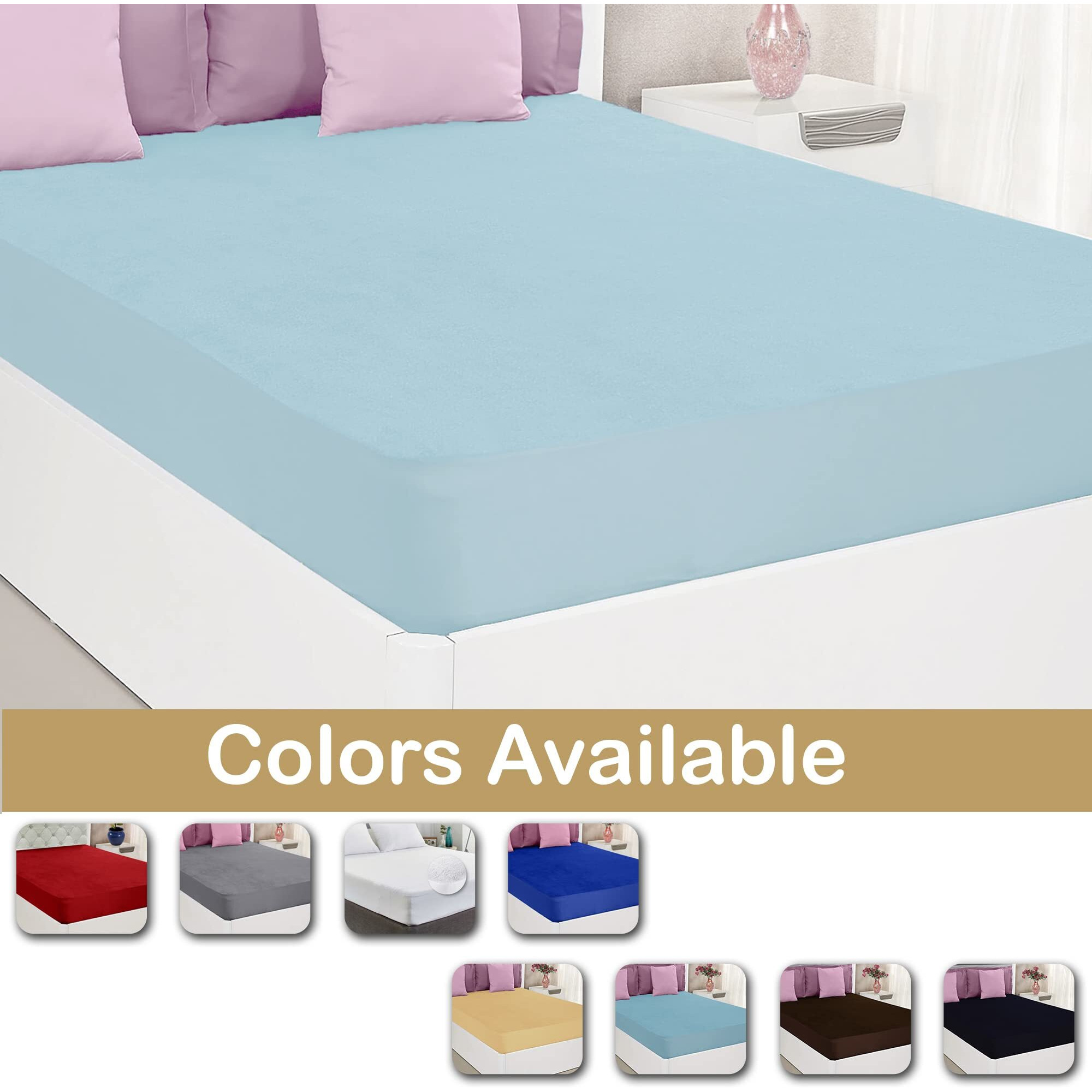 GADDA CO Waterproof Bed Mattress Protector, Breathable and Hypoallergenic Ultra Soft Fitted Bed Protector - 78 X 84 Inch / 6.5 X 7 Feet - King Size Bed  Blue