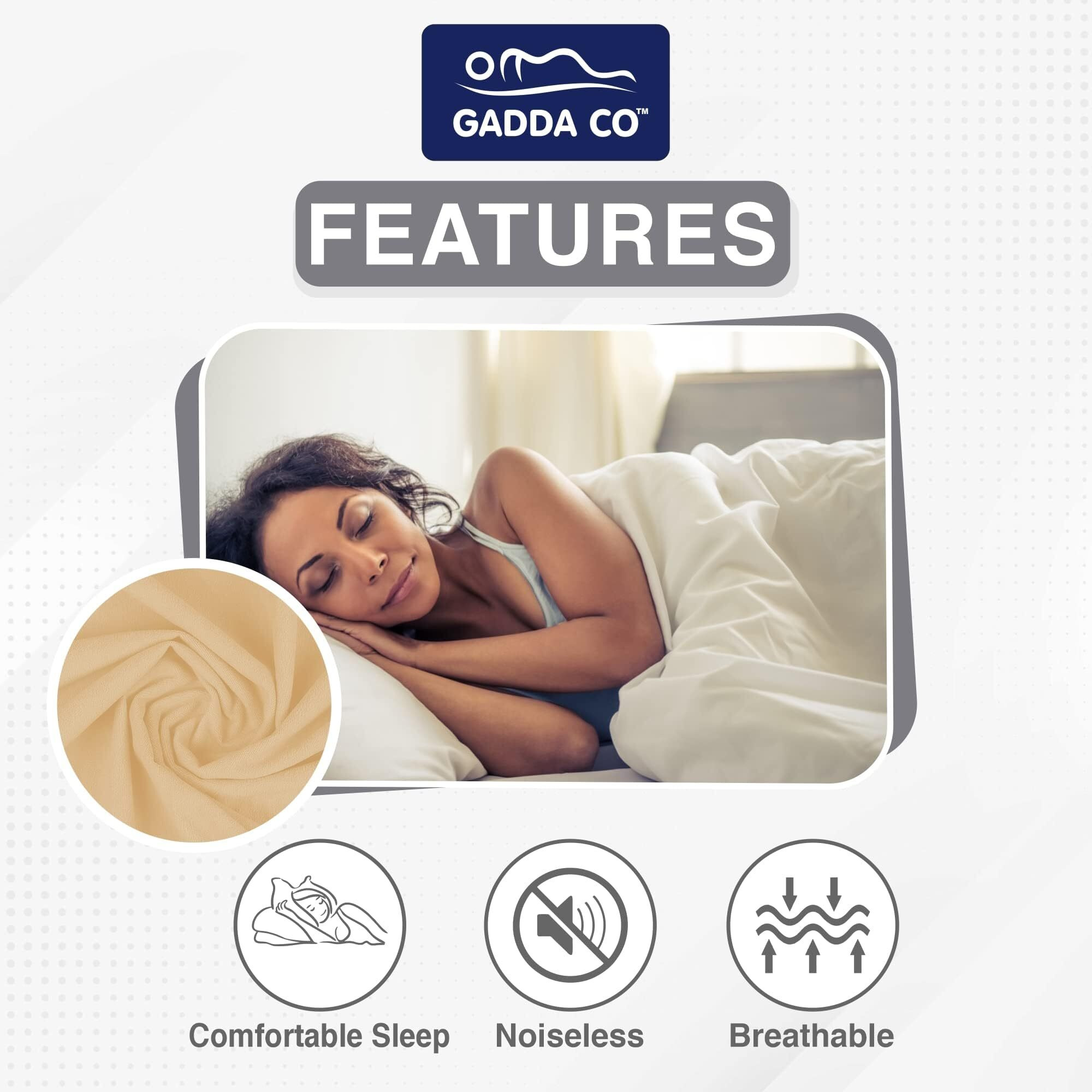 GADDA CO 100% Waterproof Cotton Mattress Protector, Lycra Elastic Fitted Bed Protector, Ultra Soft Fitted Bed Protector - 78 X 84 Inch / 6.5 X 7 Feet - King Size Bed  Beige