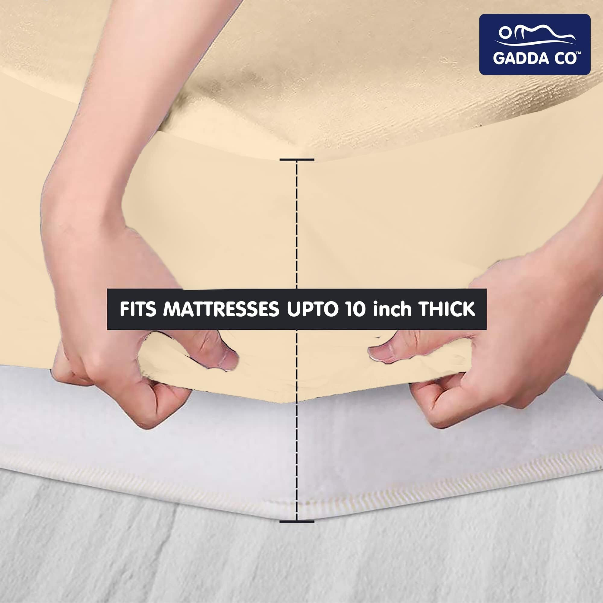GADDA CO Waterproof Soft Terry Cotton Mattress Topper, Hypoallergenic Bed Cover with Breathability  72 X 84 Inch, 6 X 7 Feet  King Size Bed  Beige
