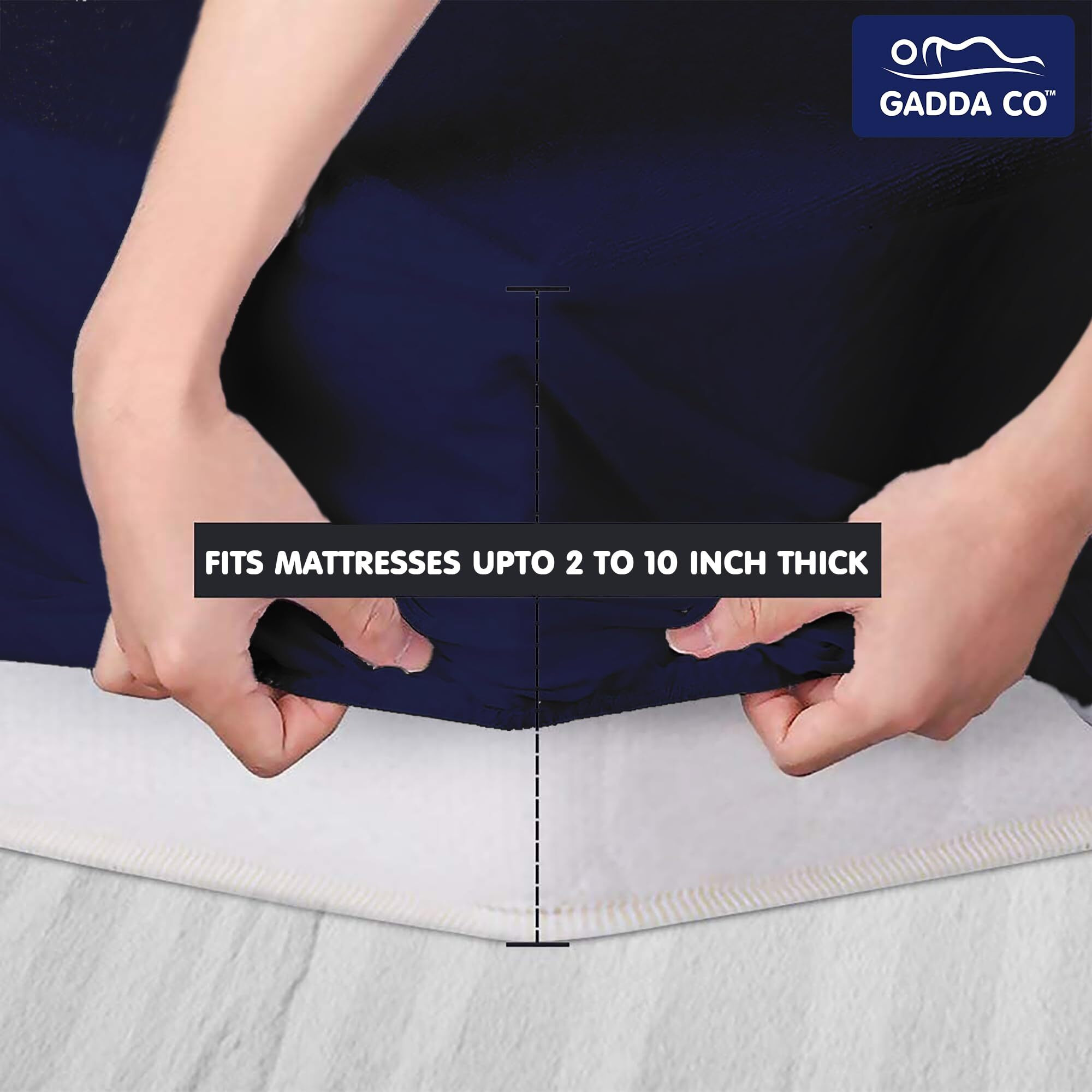 GADDA CO Terry Cotton Feel Ultra Soft Water Resistant Mattress Bed Protector Cover with Breathable and Stretchable Mattress Topper - 78 X 48 Inch / 6.5 X 4 Feet  Twin/Single Bed  Dark Blue