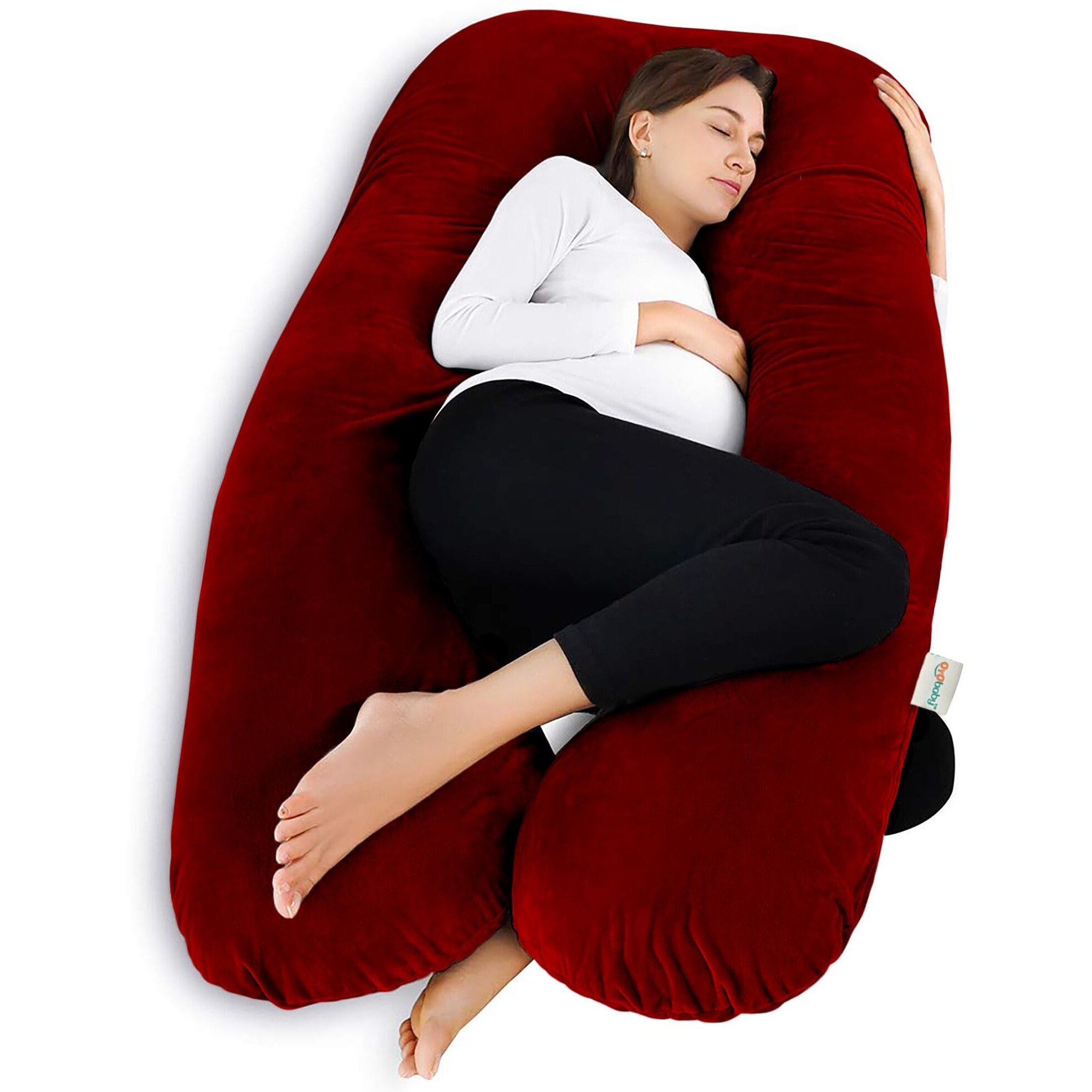 OYO BABY Maternity Pillows for Pregnancy Sleeping | Pregnancy Pillows for Sleeping, Maternity Pillow for Pregnant Women, U-Shaped Pillow, Washable Premium Velvet Cover (Maroon)