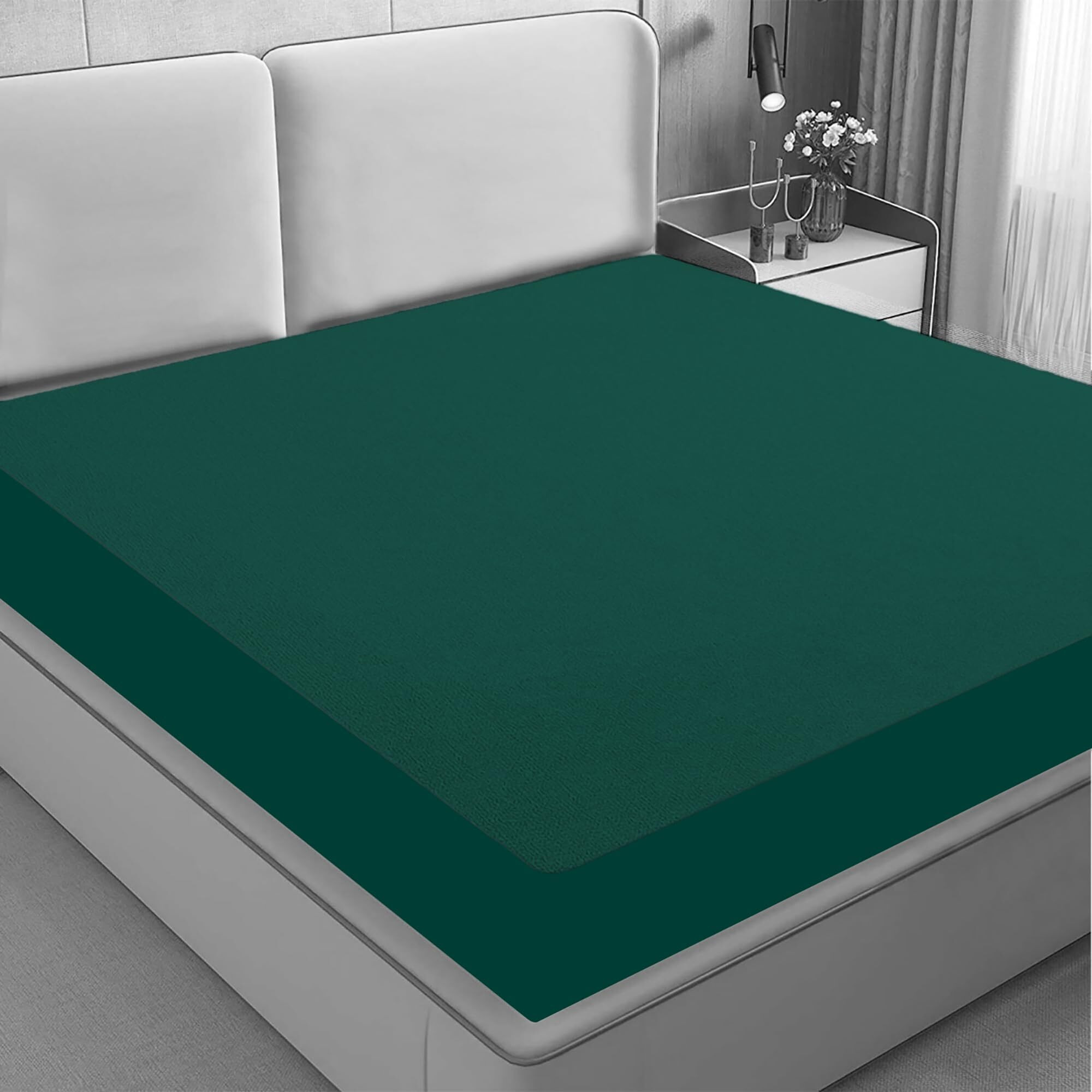 GADDA CO Cotton Feel Terry 78x60 inch Ultra Soft Waterproof Mattress Protector Queen Size | Breathable Hypoallergenic Mattresses Cover for Queen Size Bed (78x60 inch | 6.5x5 feet, Color-Peacock