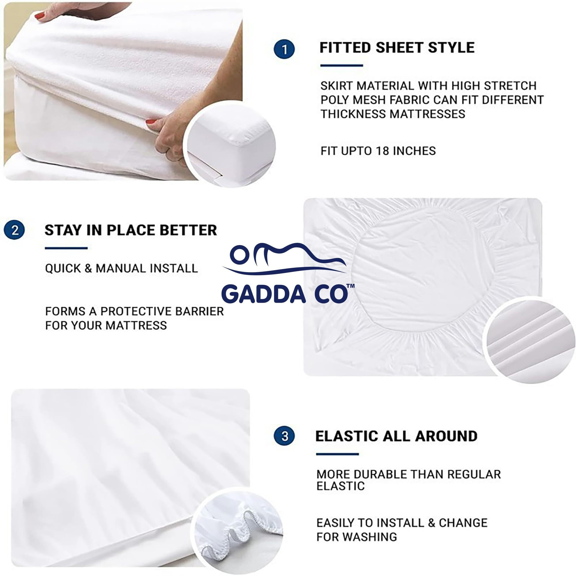GADDA CO Cotton Feel Terry 78x60 inch Ultra Soft Waterproof Mattress Protector Queen Size | Breathable Hypoallergenic Mattresses Cover for Queen Size Bed (78x60 inch | 6.5x5 feet, Color-Peacock