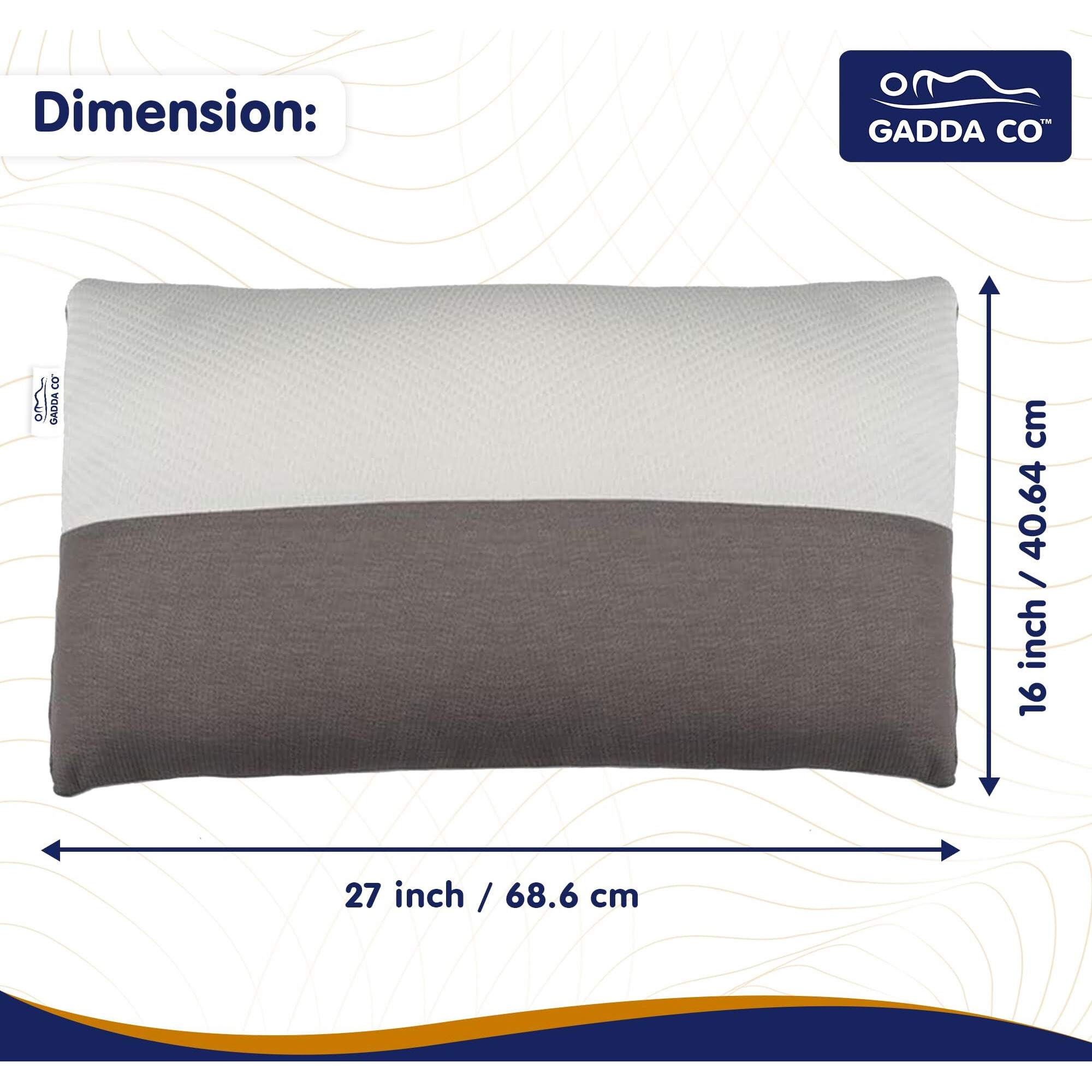 GADDA CO Height Adjustable Hollow Fibre Sleeping Pillow with Zip | Set of 2 (27 X 16 Inch, White and Grey) 6 Months Warranty