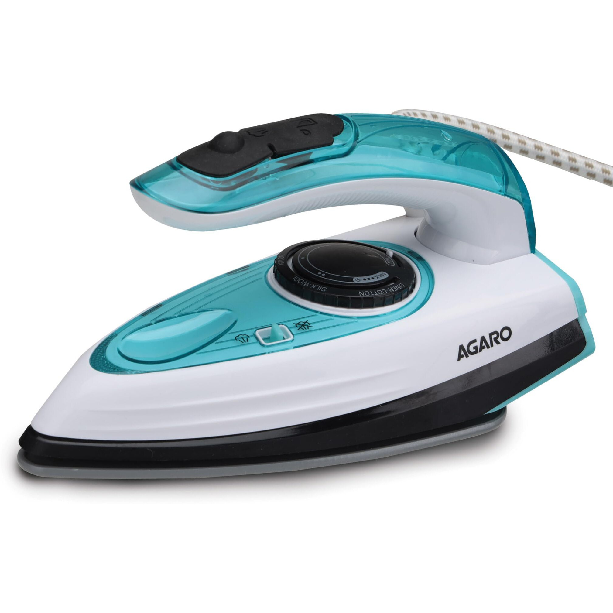 AGARO Primo Travel Steam Iron, 1200W, Compact, Ceramic Coated Sole plate, Cotton, Wool, Poly, Silk, Linen, Nylon, Multi-Fabric Iron, Foldable Handle, Travel