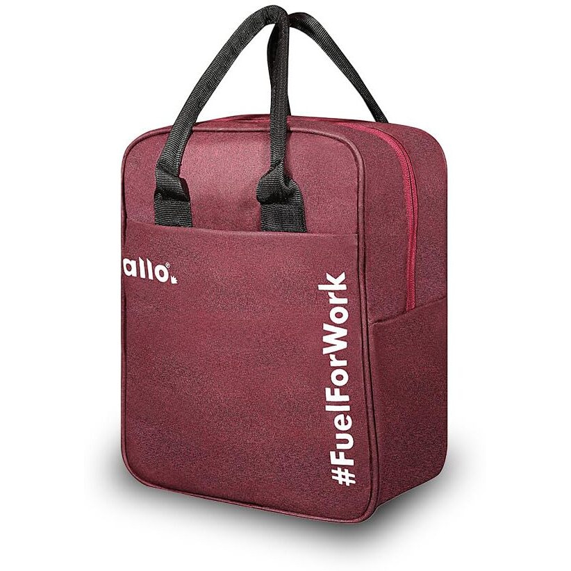 Allo Lunch Bag for Office, School & College, Washable Unisex Tiffin Bag for Men, Women & Kids, Lightweight, Leakproof, Water and Dust Resistant Multipurpose Lunch Bag, Wine Red (FFW)