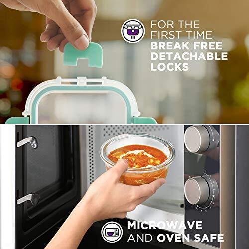 Allo Food Safe Borosilicate Glass Containers with Lids, 450C Oven Microwave Safe Containers, High Borosilicate Meal Prep Borosilicate Glass Food Storage Containers for Kitchen, 400ml x 2, Round