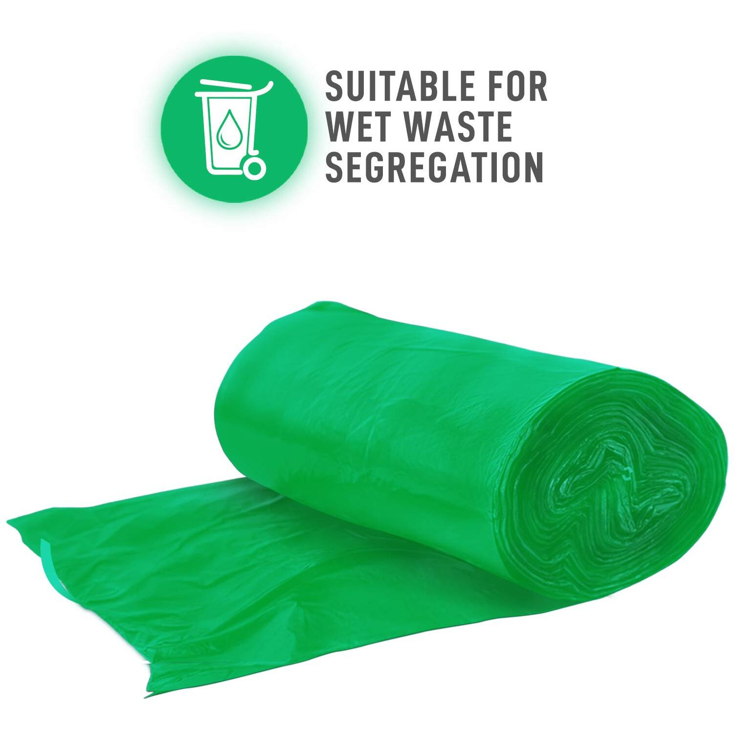 Amazon Brand - Presto Garbage Bags, Xl - 10 Bags/Roll (Pack Of 3, Green, For Wet Waste) - Plastic, 4.33X1.69 Inch, 30 Count