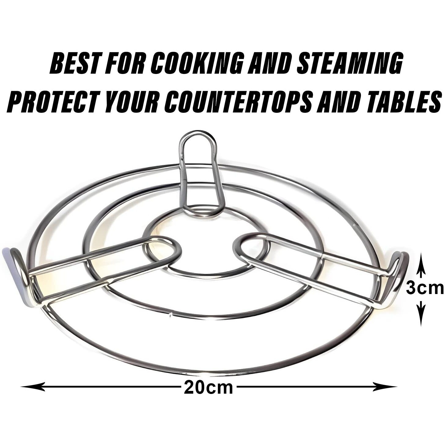Kuber Industries Iron Stand | Stainless Steel Trivet |Round Steamer Rack for Kitchen | Heat Resistant Hot Plate Dishes Holder | Cooker Donga Stand | Silver