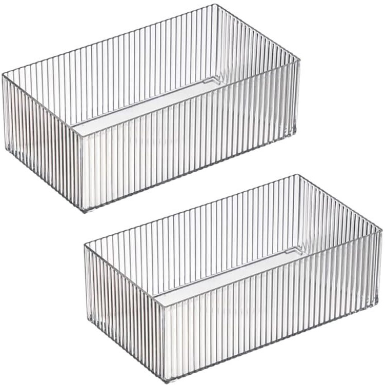Kuber Industries Rectangular Cutlery/Cosmatic/Desk Organizer|Basket For Storage, Books, Toys-Pack of 2 (Transparent)
