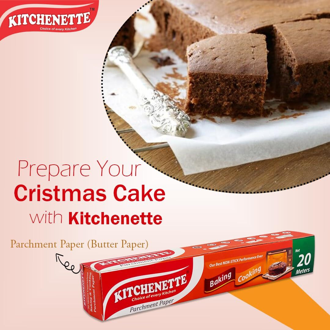 Kitchenette Baking and Cooking | Parchment Paper | 65 Meters | Non Stick | Fat Free Cooking | Food Grade | Microwave Safe|Butter Paper |