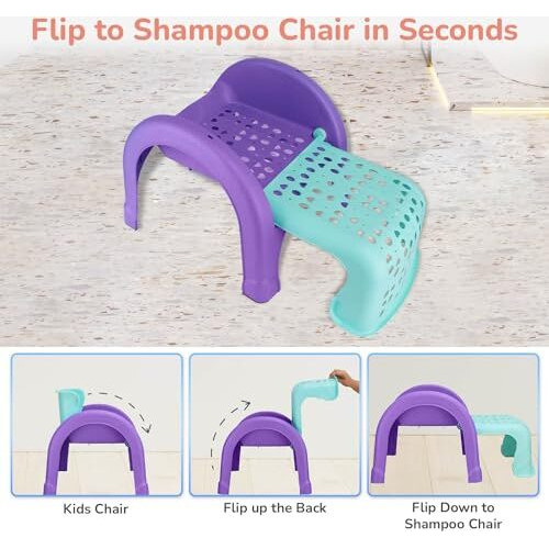 R for Rabbit Jelly Bean Chair 3 in 1 Multi-Functional Baby Study | Shampoo | Meal | Regular Kids Seating Chair with High Backrest for 1-8 Years Kid, Weight Capacity Upto 40Kgs (Green Purple)
