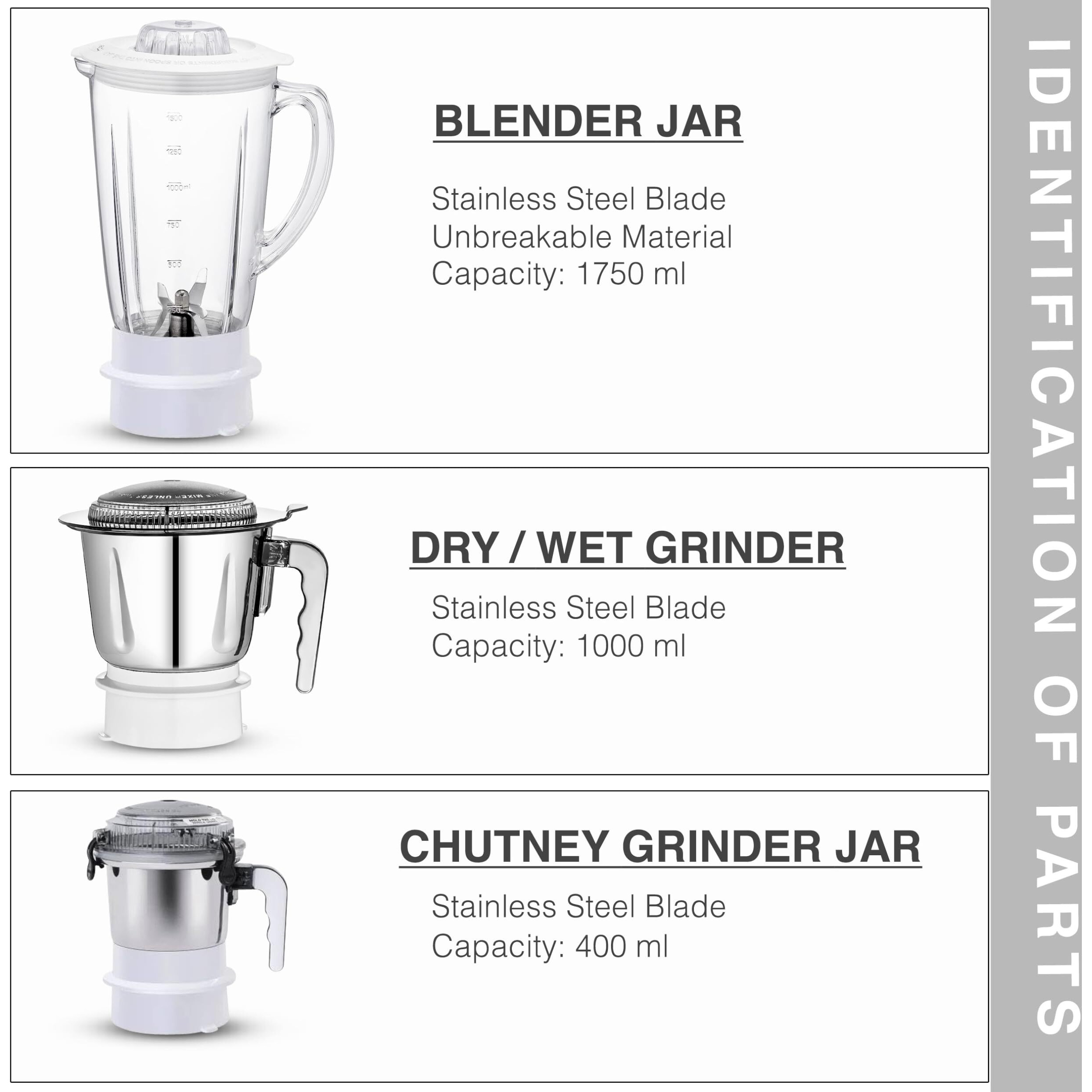 Sujata Powermatic Maxima 900 Watts All-In-One Juicer Mixer Grinder | 22000 Rotations Per Min | 90 Minutes Continuous Running | 3 Versatile Jars 1750 ml, 1000 ml and 400 ml