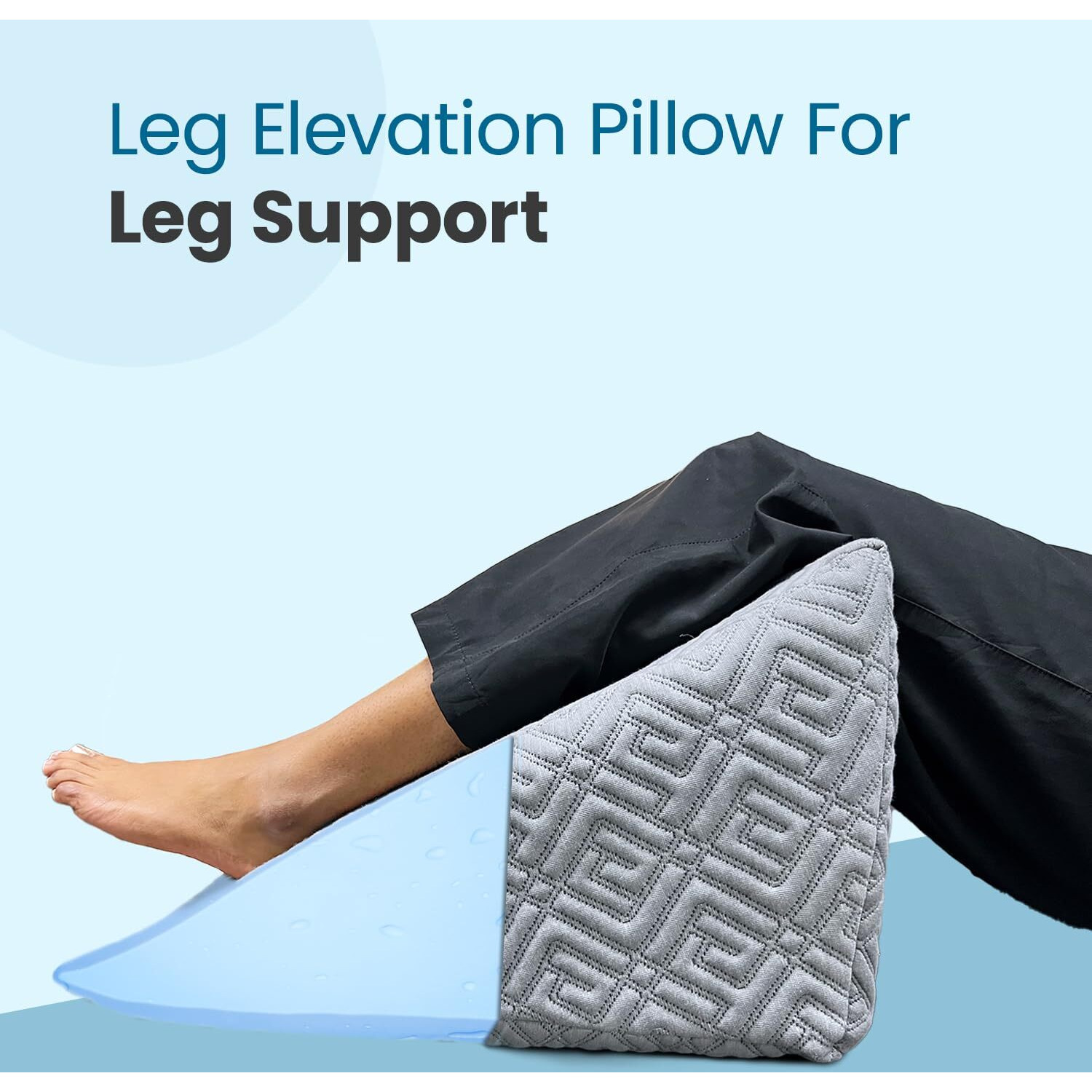 Sleepsia Premium Fabric Orthopedic Memory Foam Bed Wedge Incline Pillow for Neck & Back Pain Support - Sleeping, Acid Reflux, Heartburn, GERD, Reading, Post-Surgical, Leg Elevation,(Grey, Gel Infused)