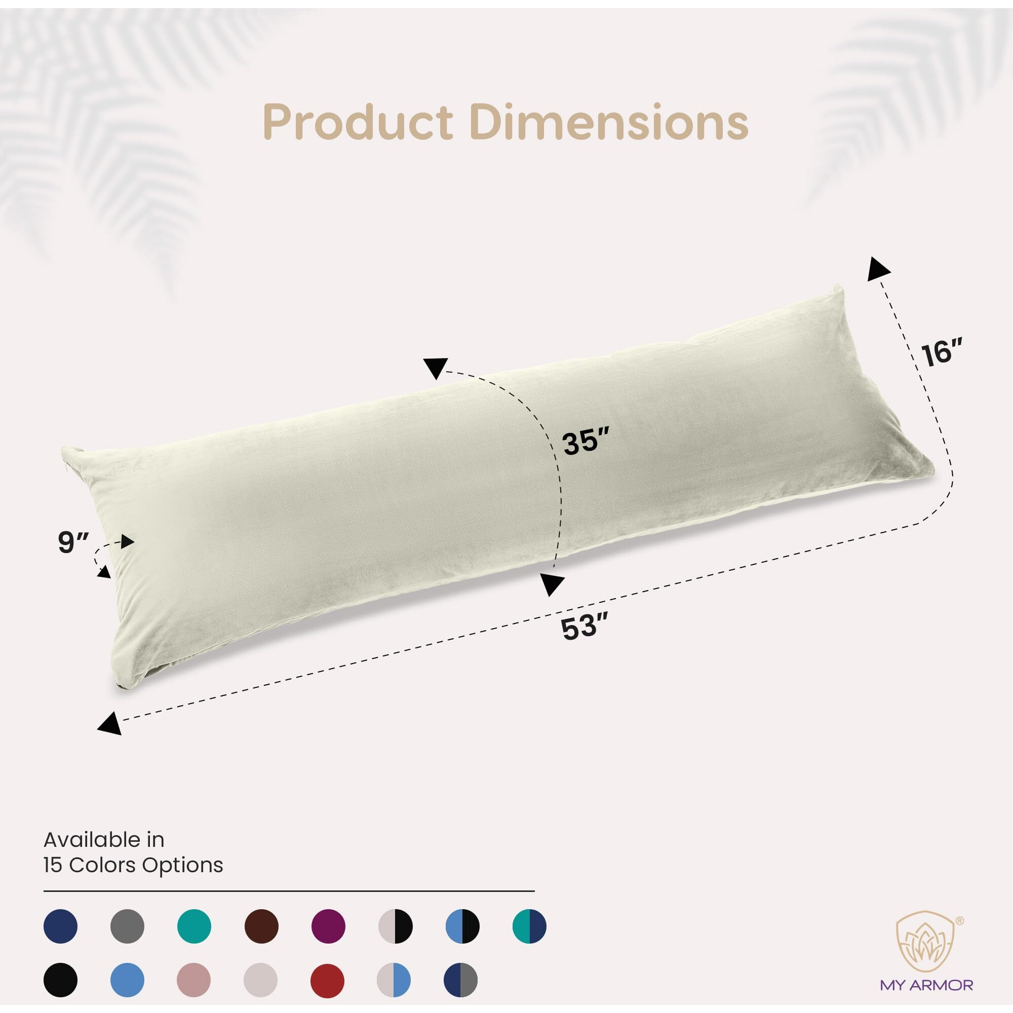 MY ARMOR Microfibre Full Body Long Sleeping Pillow for Pregnancy, 53x16 Inches, Side Sleeping, Hugging, Cuddling, Relaxing, Washable, Premium Velvet Outer Cover with Zip (Black + Cream)
