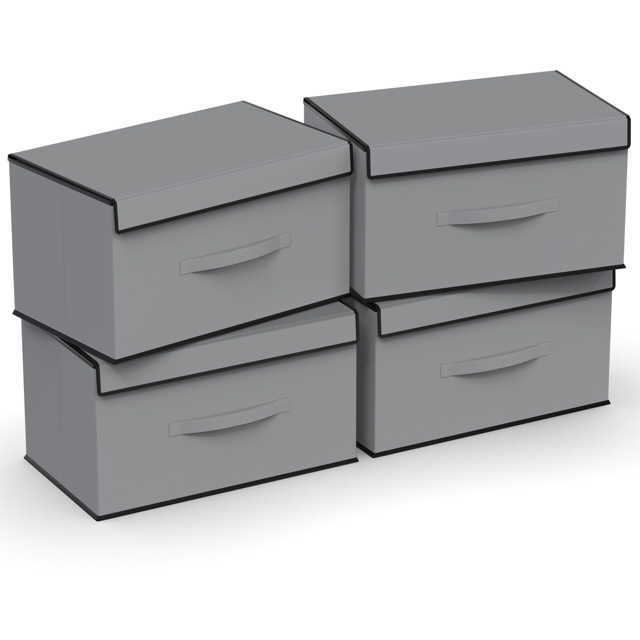 MY ARMOR Non-Woven Shirt Stacker/Foldable Clothes Organizer for Wardrobe, Closet, 40 x 24 x 24 CM, Top-Lid Design (Grey, Pack of 4)