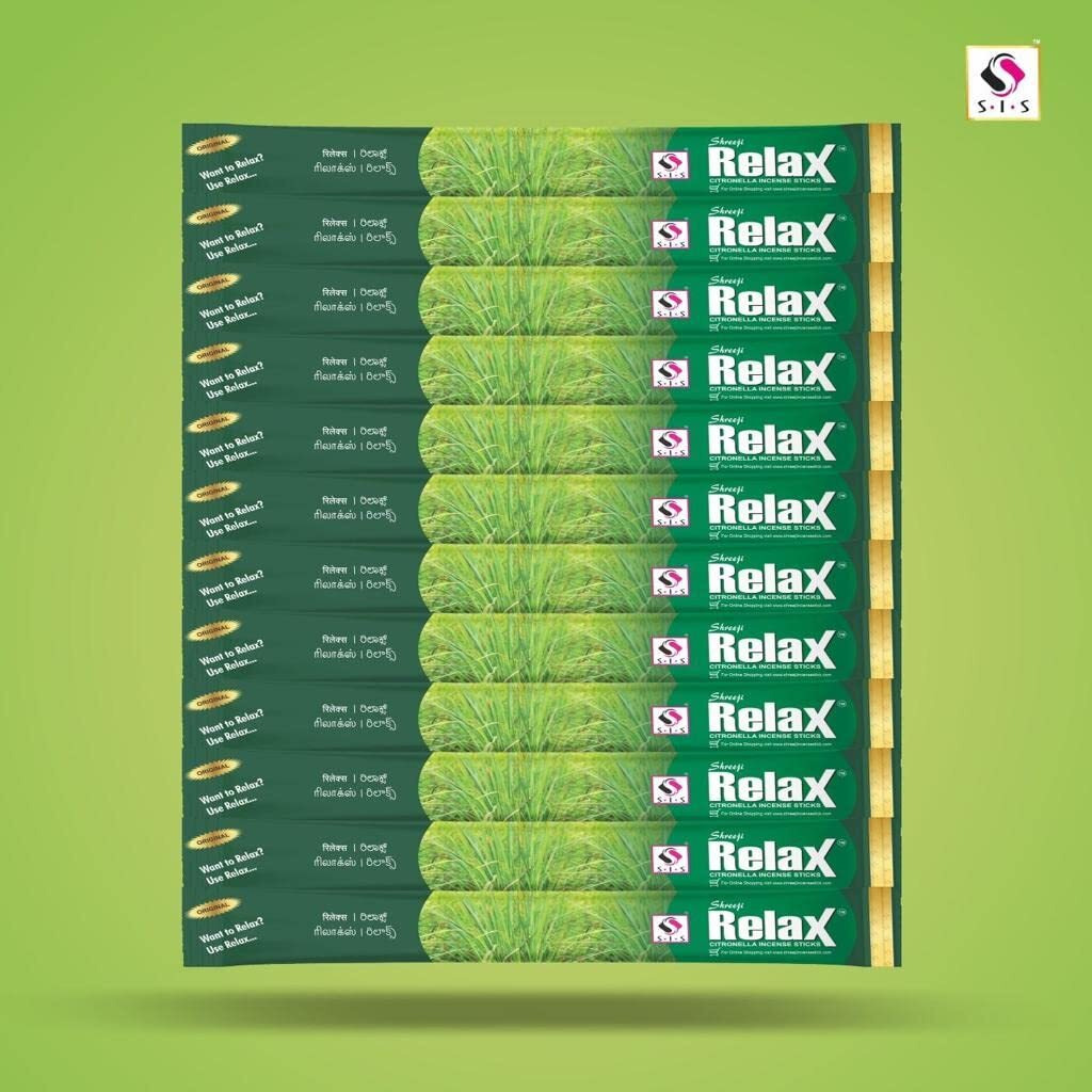 Shreeji Relax 240 Citronella Incense Sticks Mosquito Repellent Agarbatti - Herbal and Natural (Pack of 2 Boxes x 12 Pouches x 10 Sticks per Pouch 240 Sticks)