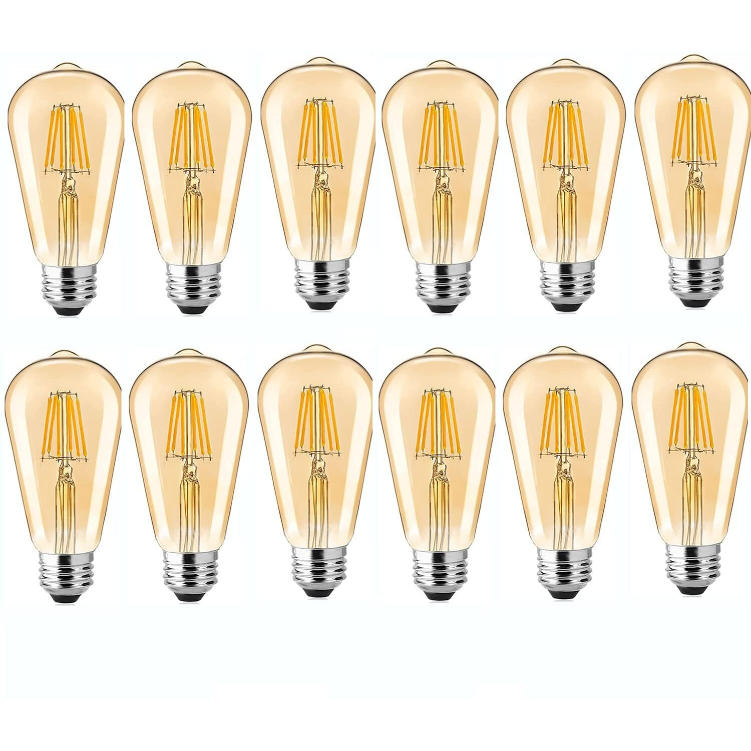 Gesto 4W E27 E26 Base Filament Bulbs | Edison Bulb | Filament Antique Bulb | 15000 Light Hours | Hanging Light Led Bulb Warm White 2700K Antique Vintage Filament Light Bulbs (Pack Of 12)