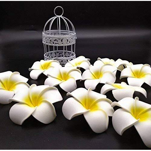 SATYAM KRAFT 48 Pcs Artificial Big Fake Foam Hawaii Beach Water floating Flowers for Decoration, Pooja Thali, Festival & Events, Home, Table, Badroom, Pooja room, DIY Craft (White, 6 cm)(Foam)