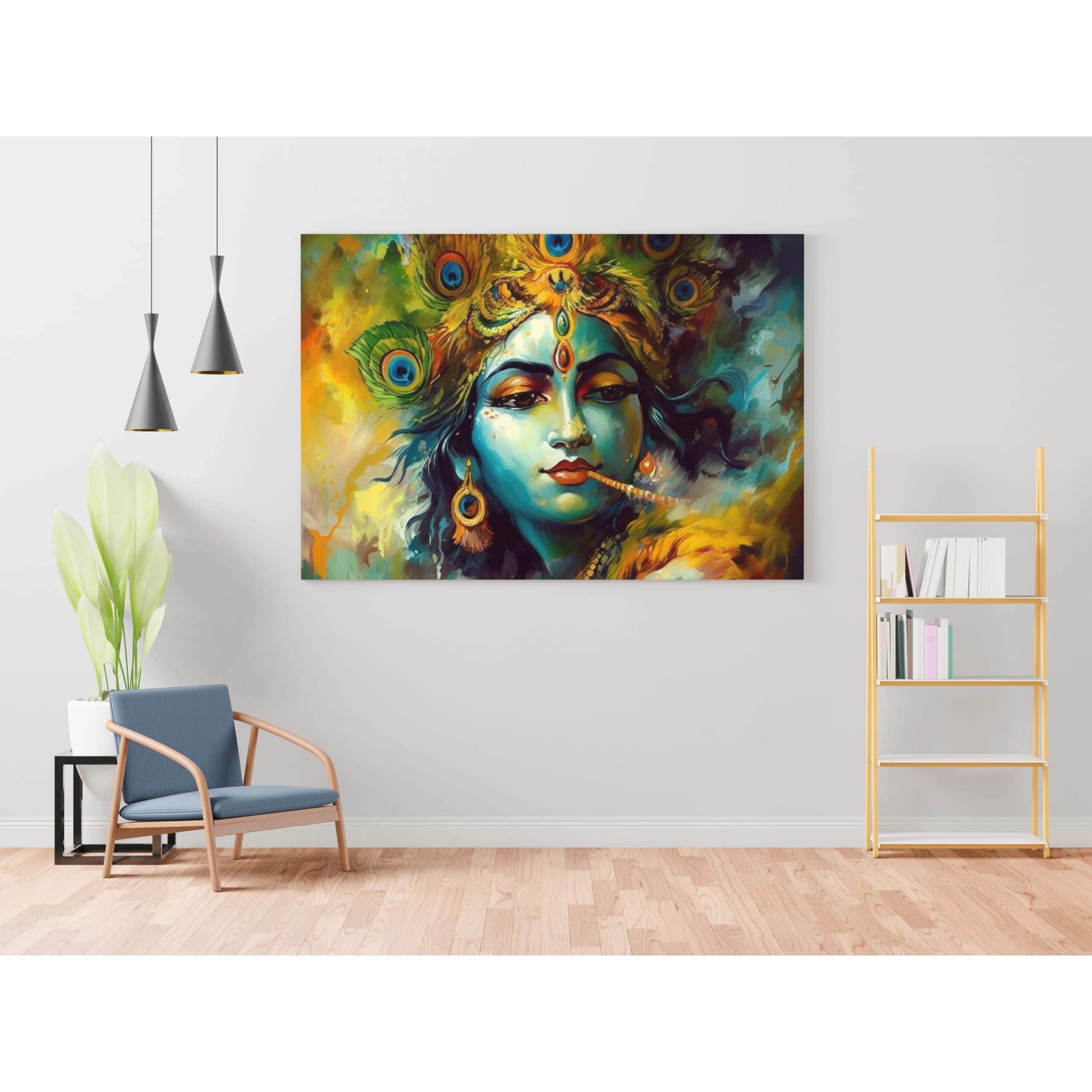 Nozvera Radha Krishna Painting For Wall Decoration Big Size Large Canvas Kahna Wall Painting For Home Decor, Living Room, Bedroom, Office and Hotels Decoration (22 inch * 34 inch, Design 25)