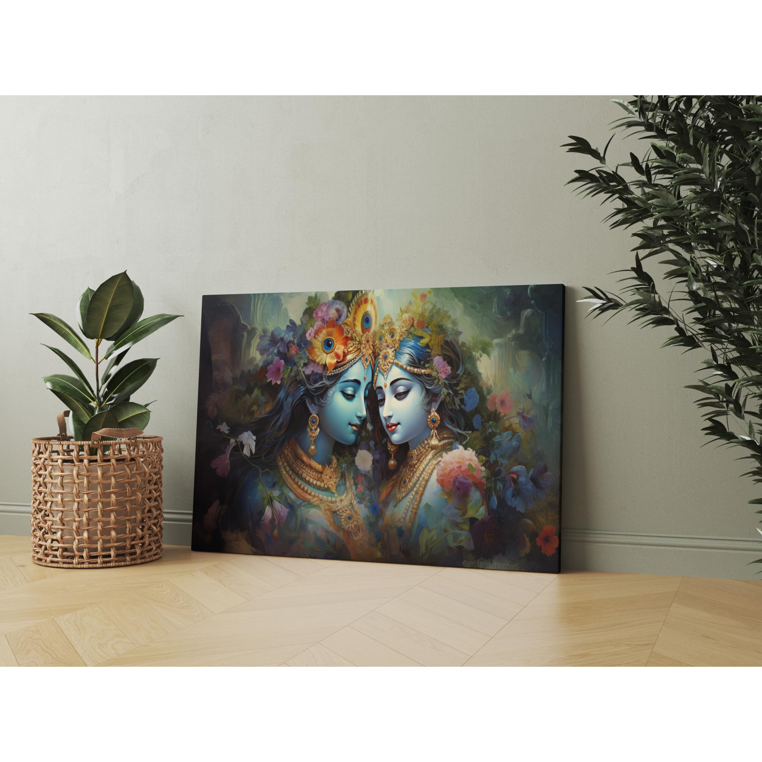 Nozvera Radha Krishna Painting For Wall Decoration Big Size Large Canvas Kahna Wall Painting For Home Decor, Living Room, Bedroom, Office and Hotels Decoration (22 inch * 34 inch, Design 24)