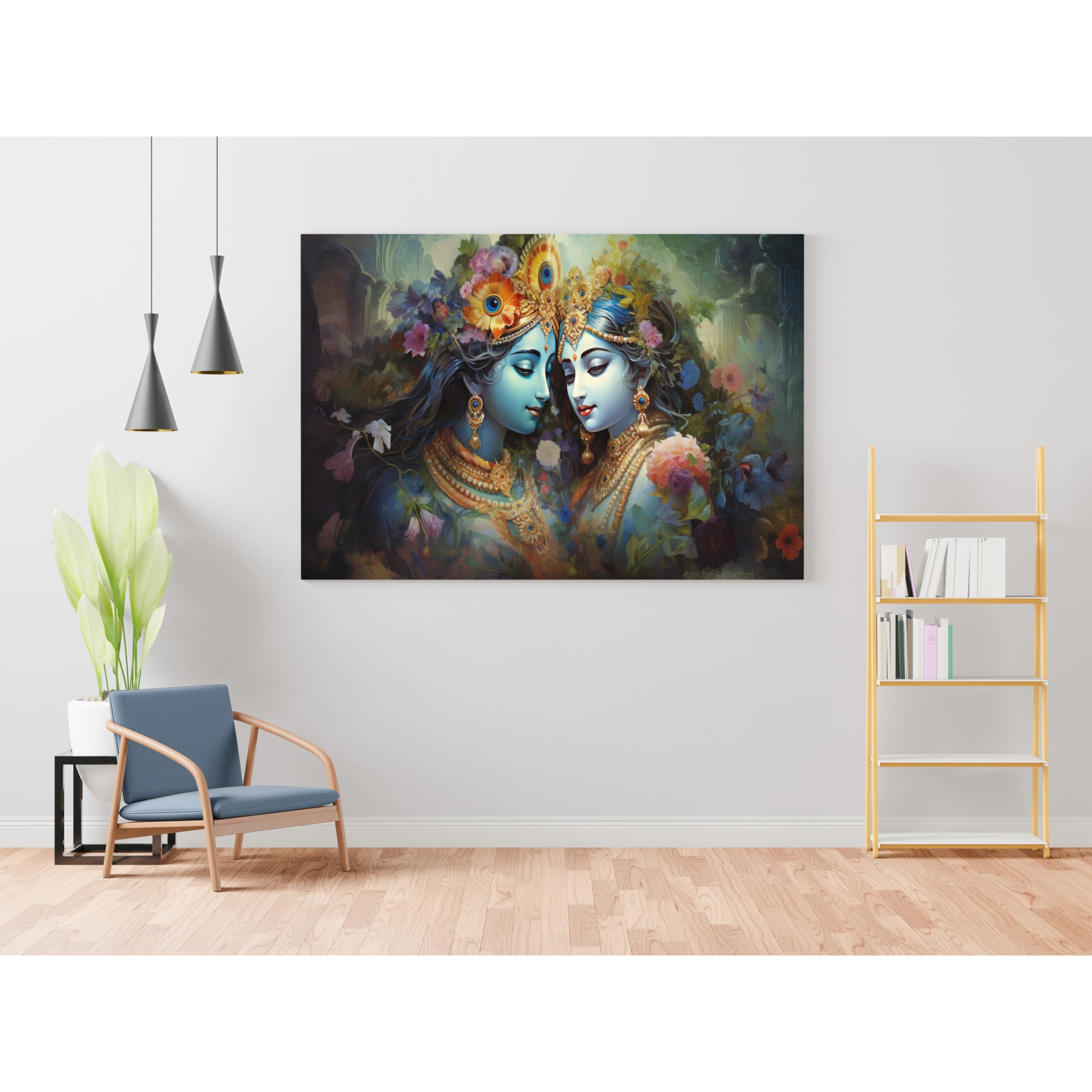 Nozvera Radha Krishna Painting For Wall Decoration Big Size Large Canvas Kahna Wall Painting For Home Decor, Living Room, Bedroom, Office and Hotels Decoration (22 inch * 34 inch, Design 24)