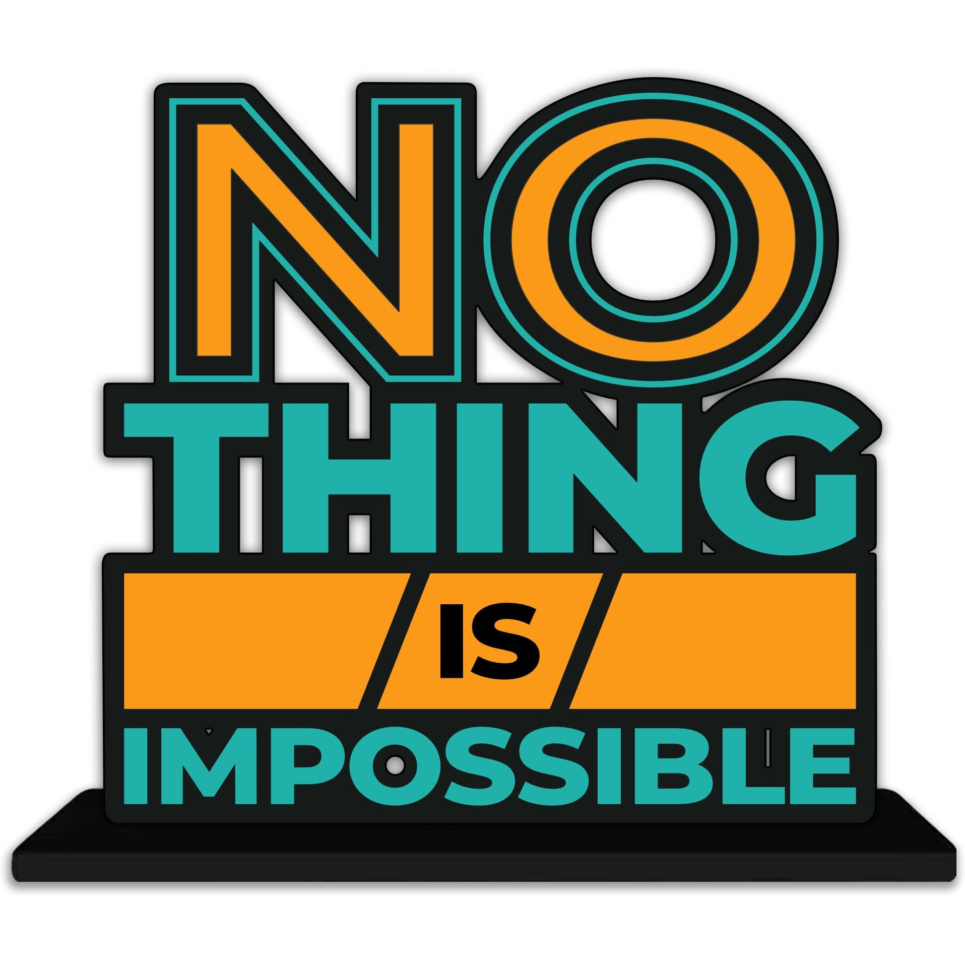 Artvibes Wooden Idols and Figurine Nothing Is Impossible Quotes Table Decor for Office Desk Showpiece | Home Decoration | Living Room | Modern Gifting Item (SP_1144)