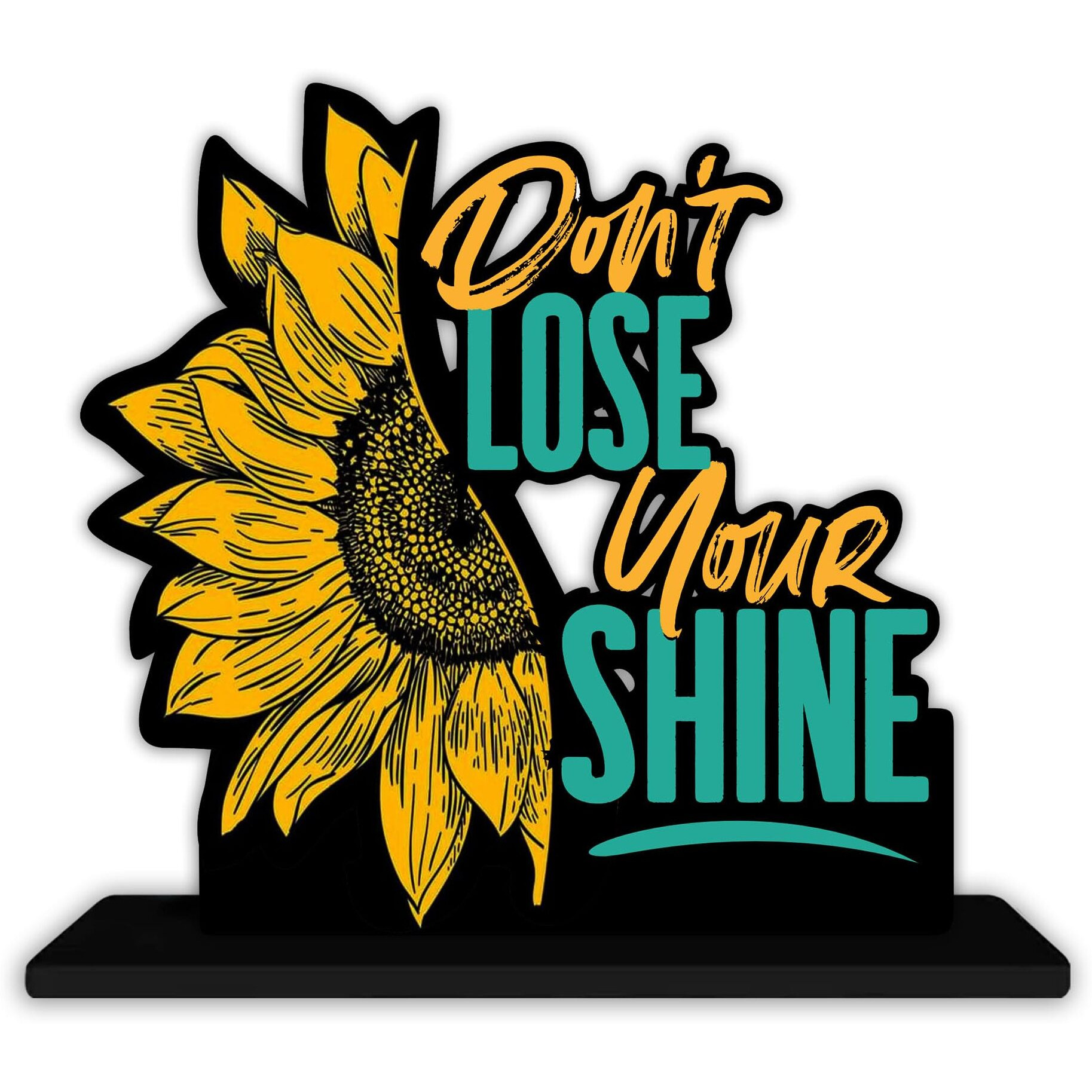 Artvibes Wooden Idols and Figurine Dont Lose Your Shine Positive Quotes Table Decoration for Office Desk | Home Decor Item | Living Room | Modern Art Wood Showpiece Gift Items (SP_1147)