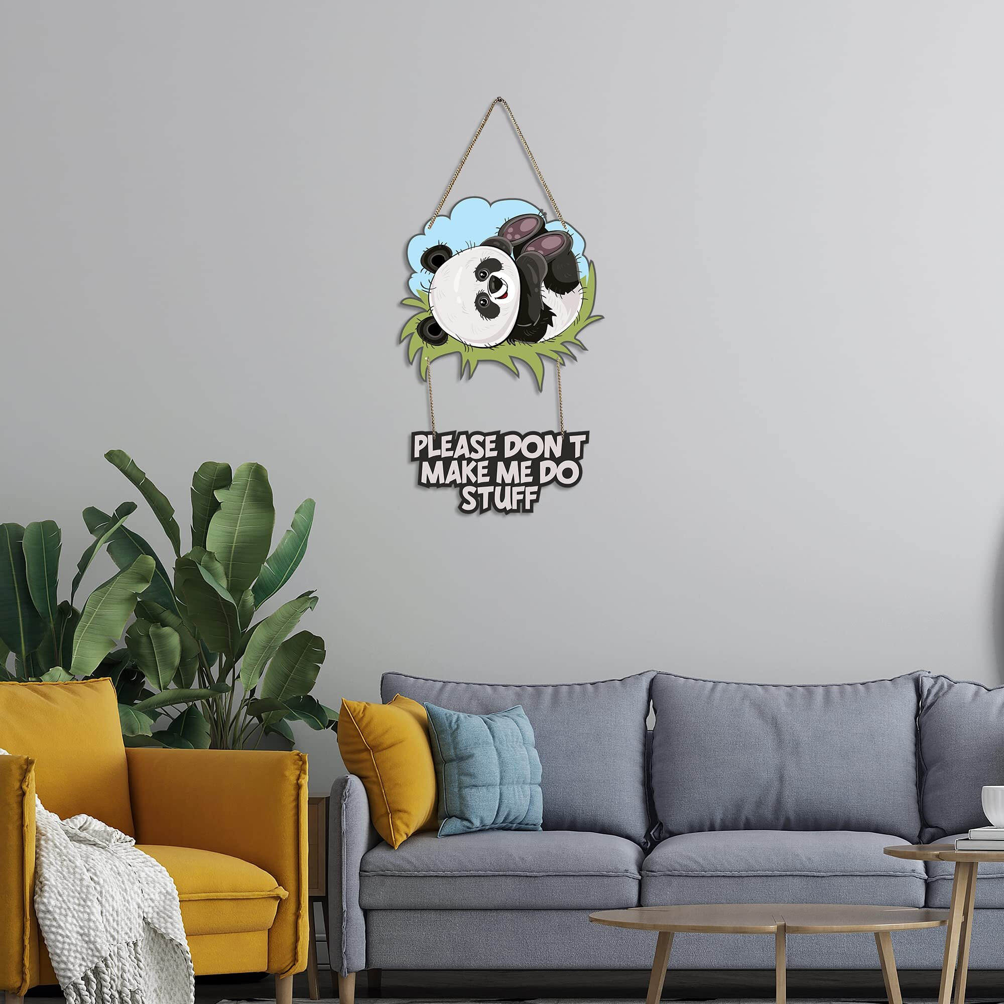 Artvibes Cute Panda Printed Wooden Wall Hanging with Quotes for Home Decor | Office | Gifts | Living Room Decoration | Bedroom | Wooden Decorative Items | Modern Artworks Decoration (WH_5715N)