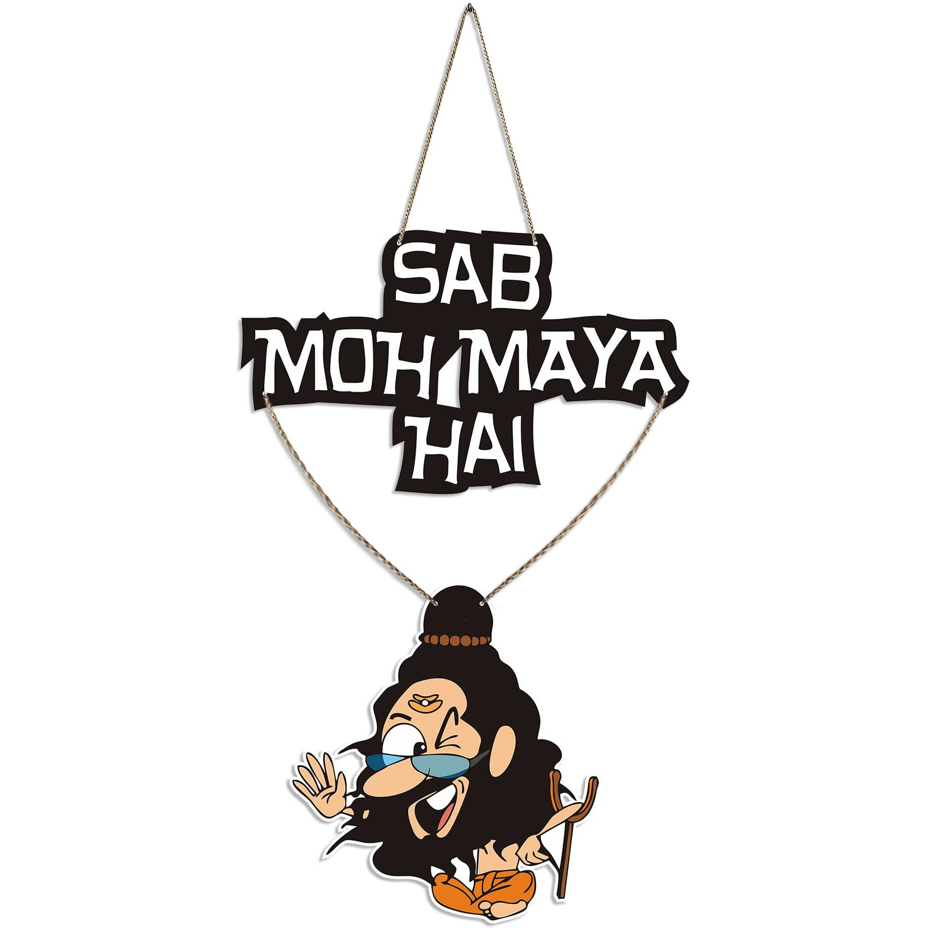 Artvibes Funny Baba Wood Wall Hanging with Quotes for Home Decor | Office | Gifts | Living Room |Wooden Decorative Items | Designer Modern Artworks Hangers For Decoration (WH_5705N)