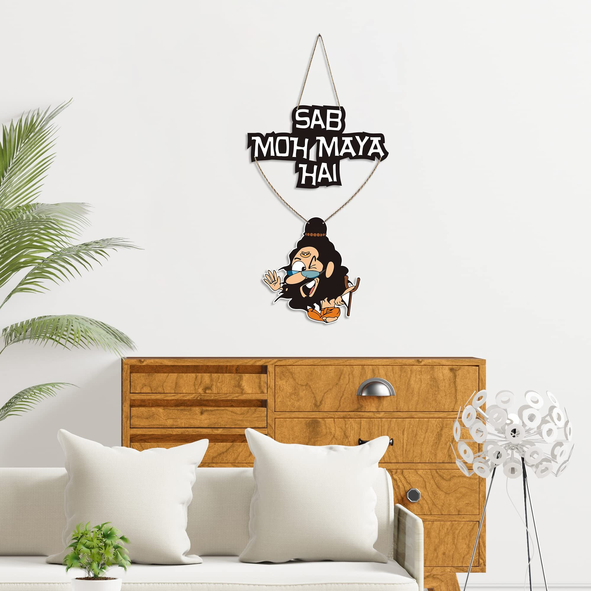 Artvibes Funny Baba Wood Wall Hanging with Quotes for Home Decor | Office | Gifts | Living Room |Wooden Decorative Items | Designer Modern Artworks Hangers For Decoration (WH_5705N)