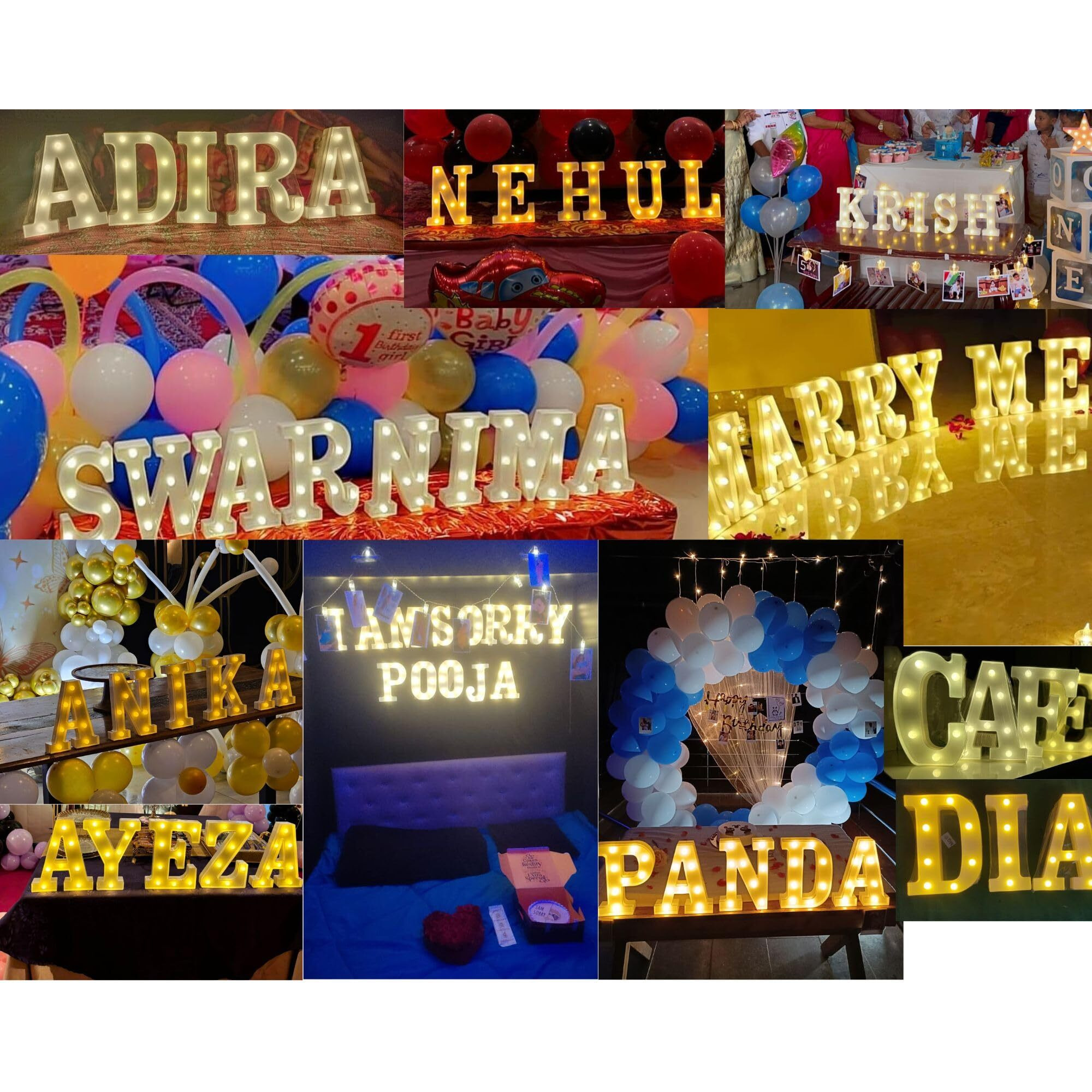 LEDOLUX Marquee Alphabet Shaped Led Light - Asthetic Decorations Letter Light for Romantic Gift, Bedroom, Table, Home Decoration, Night Light Lamp and Wall Lamp - Customize Your Name 3 Letter