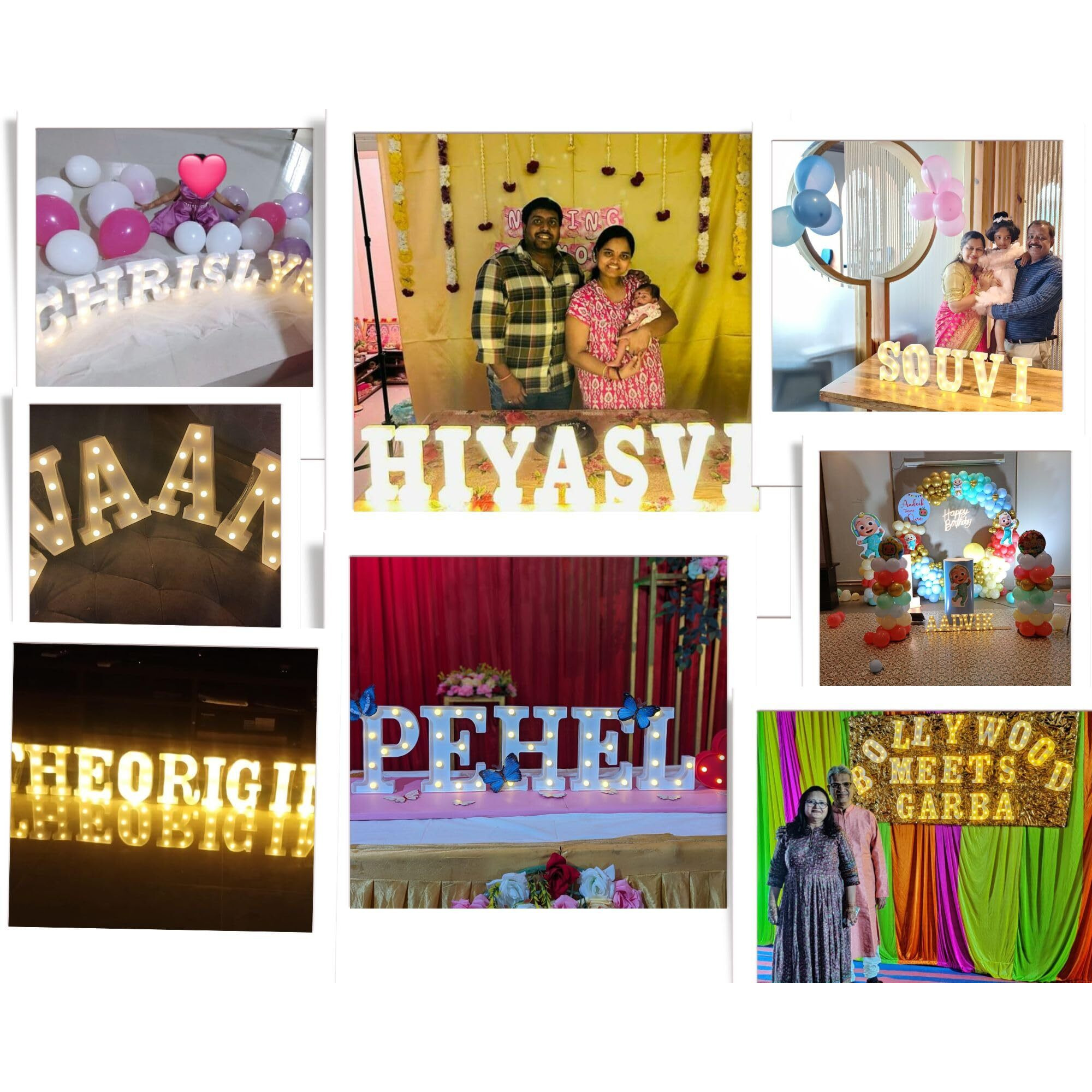 LEDOLUX Marquee Alphabet Shaped Led Light - Asthetic Decorations Letter Light for Romantic Gift, Bedroom, Table, Home Decoration, Night Light Lamp and Wall Lamp - Customize Your Name 3 Letter